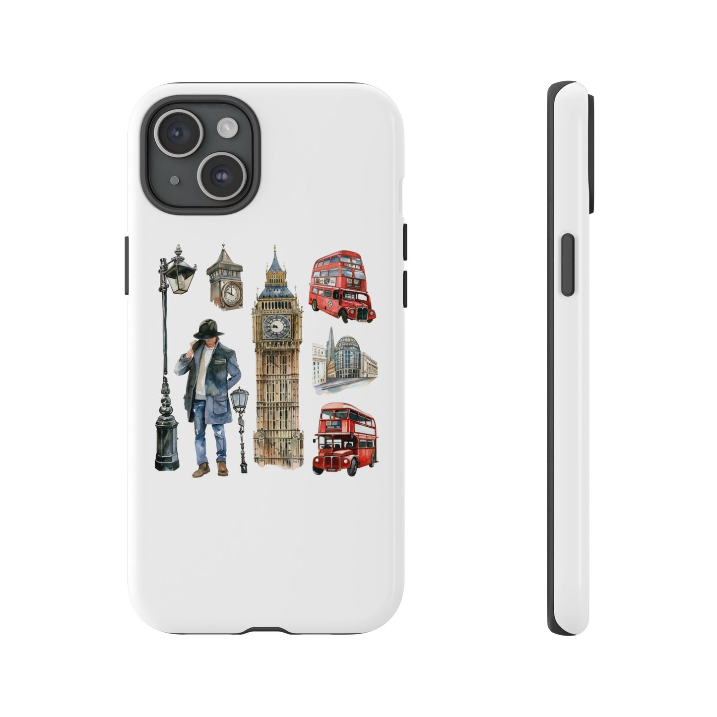 London Iconic Design Phone Case, Tough Cases, Gift for Travelers, London Souvenir, London Icons, Red Bus Phone Case