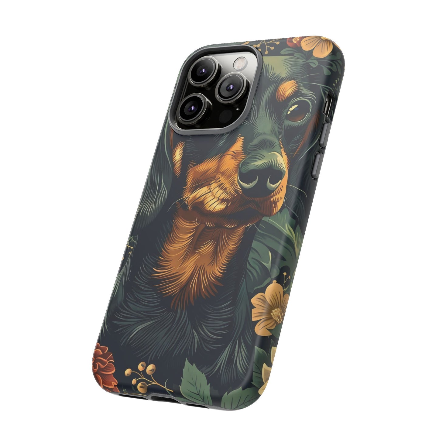 Dachshund Phone Case, Floral Pet Phone Cover, Dog Lover Gift, Tough Phone Case, Custom Dachshund Design, Unique Dog Owner Accessory