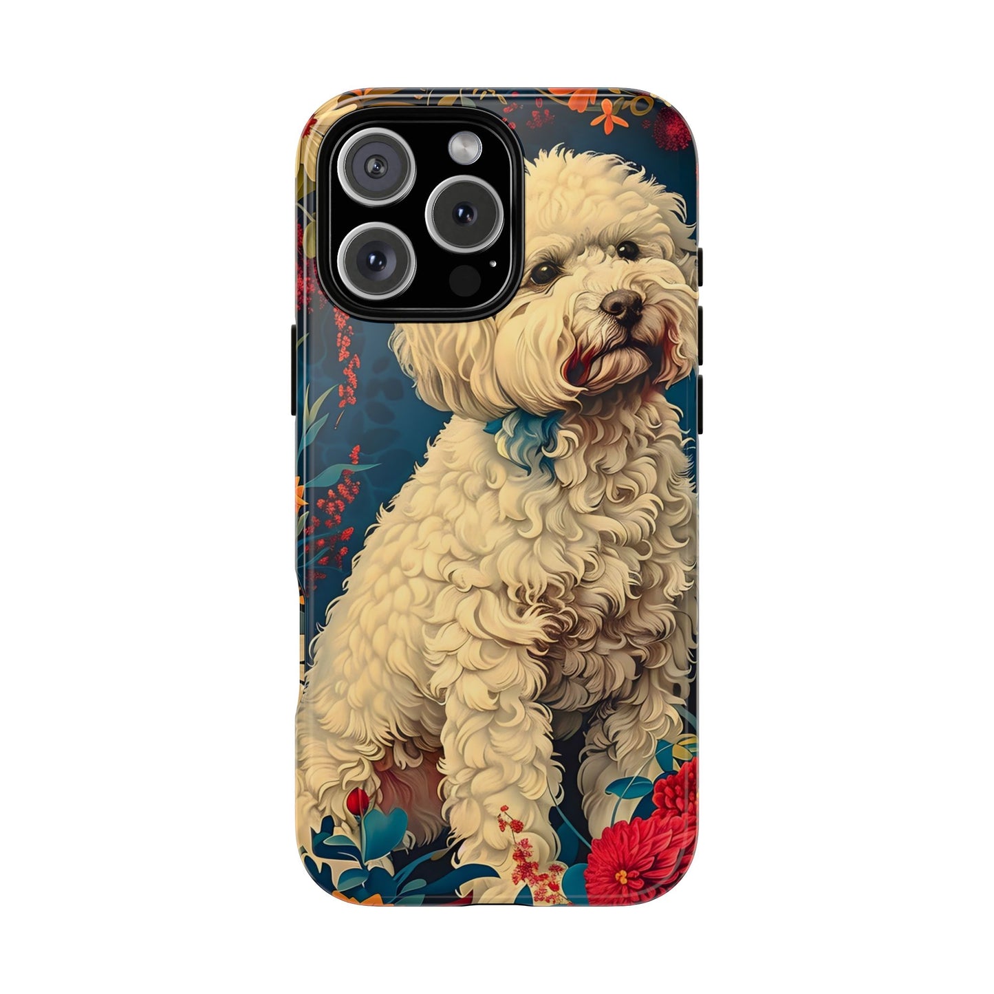 Cute Dog Phone Case, Pet Lover Gift, Floral Design Tough Case, Custom Dog Art, Birthday Gift for Dog Owners, Unique Phone Accessories