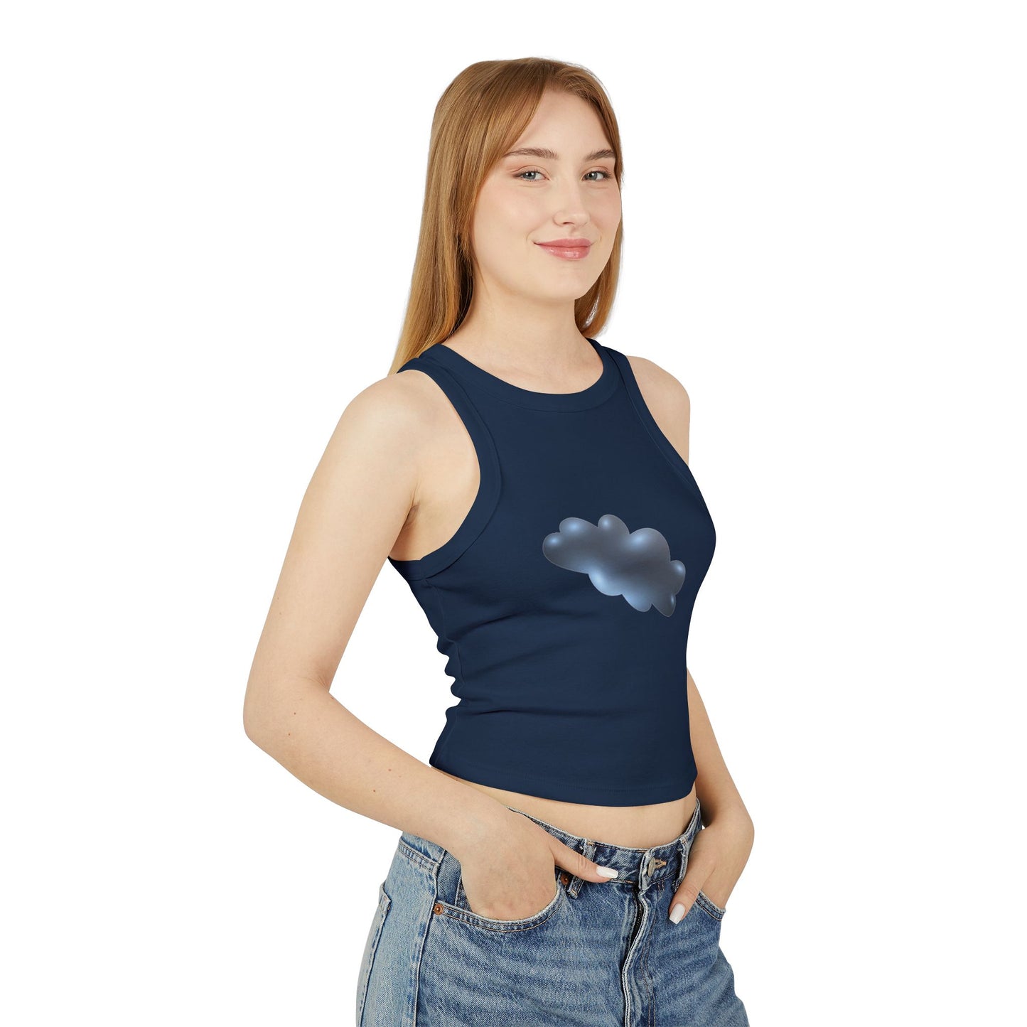 Women's Micro Rib Racer Tank Top - Serene Cloudscape - Dreamy Cloud Design