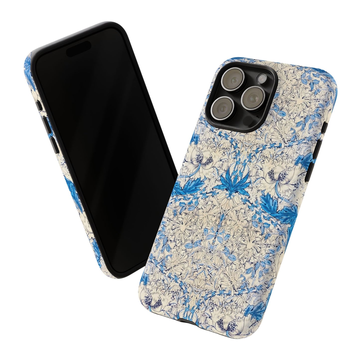 Elegant Floral Phone Case, Tough iPhone Cover, Stylish Mobile Protector, Blue Patterned Case, Unique Gift for Her