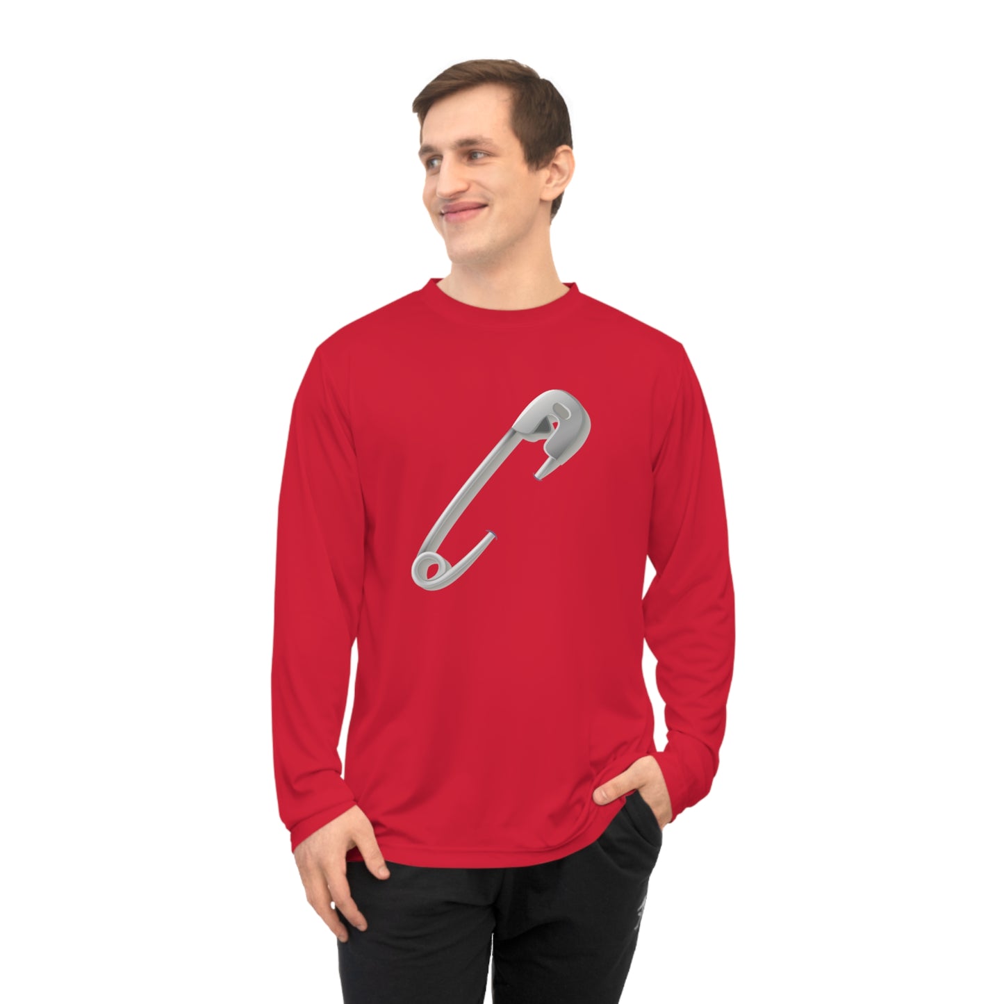 Unisex Performance Long Sleeve Shirt - Minimalist Safety Pin
