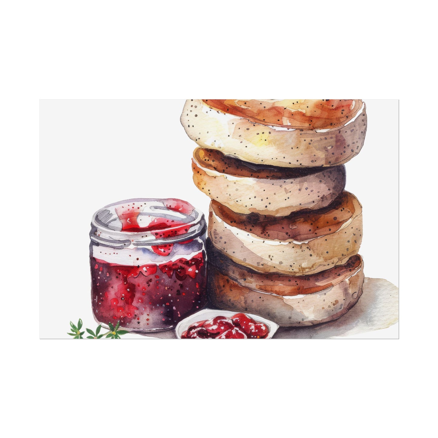 Breakfast Bagel Art Print, Foodie Decor, Kitchen Wall Art, Rolled Poster, Unique Food Gift, Home Cooking Decor