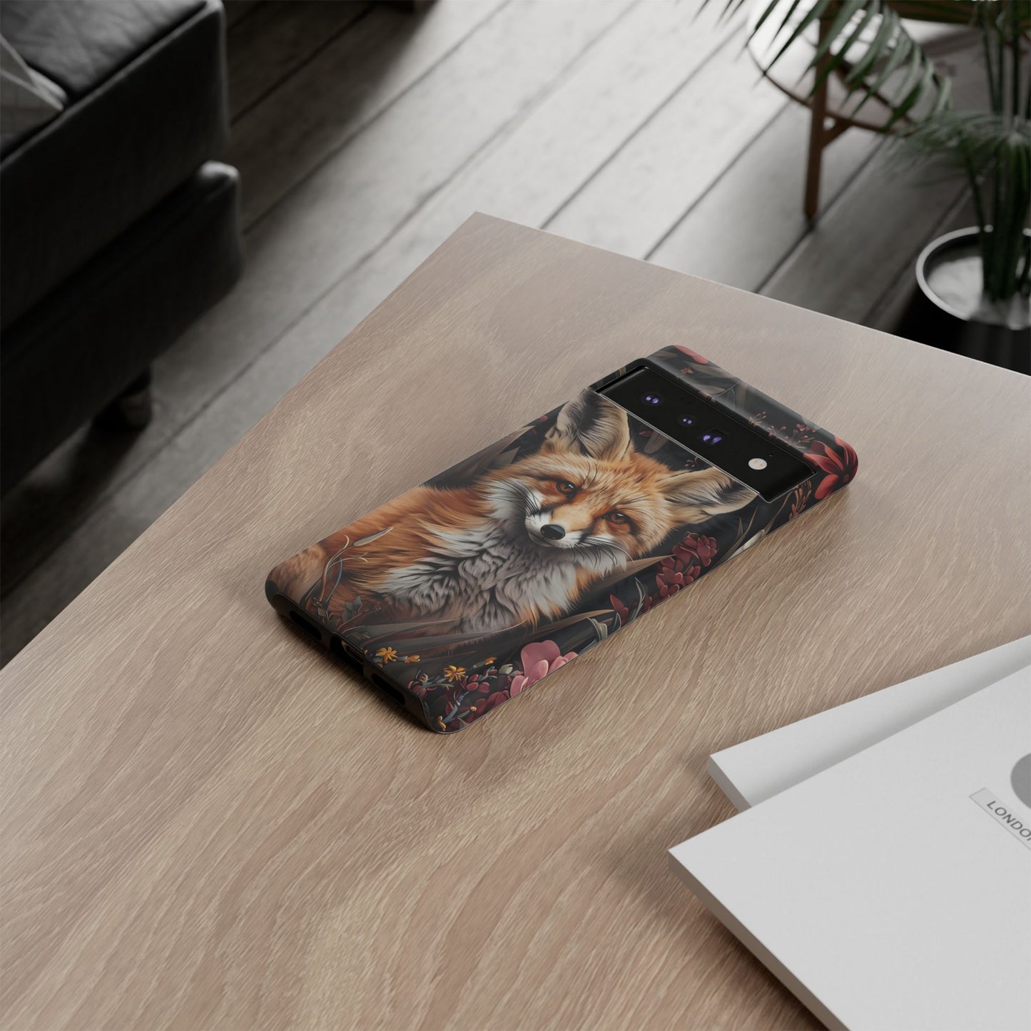 Fox Floral Phone Case, Tough Cases for Animal Lovers, Nature Themed Gift, Cute Phone Cover, Wild Fox Protector