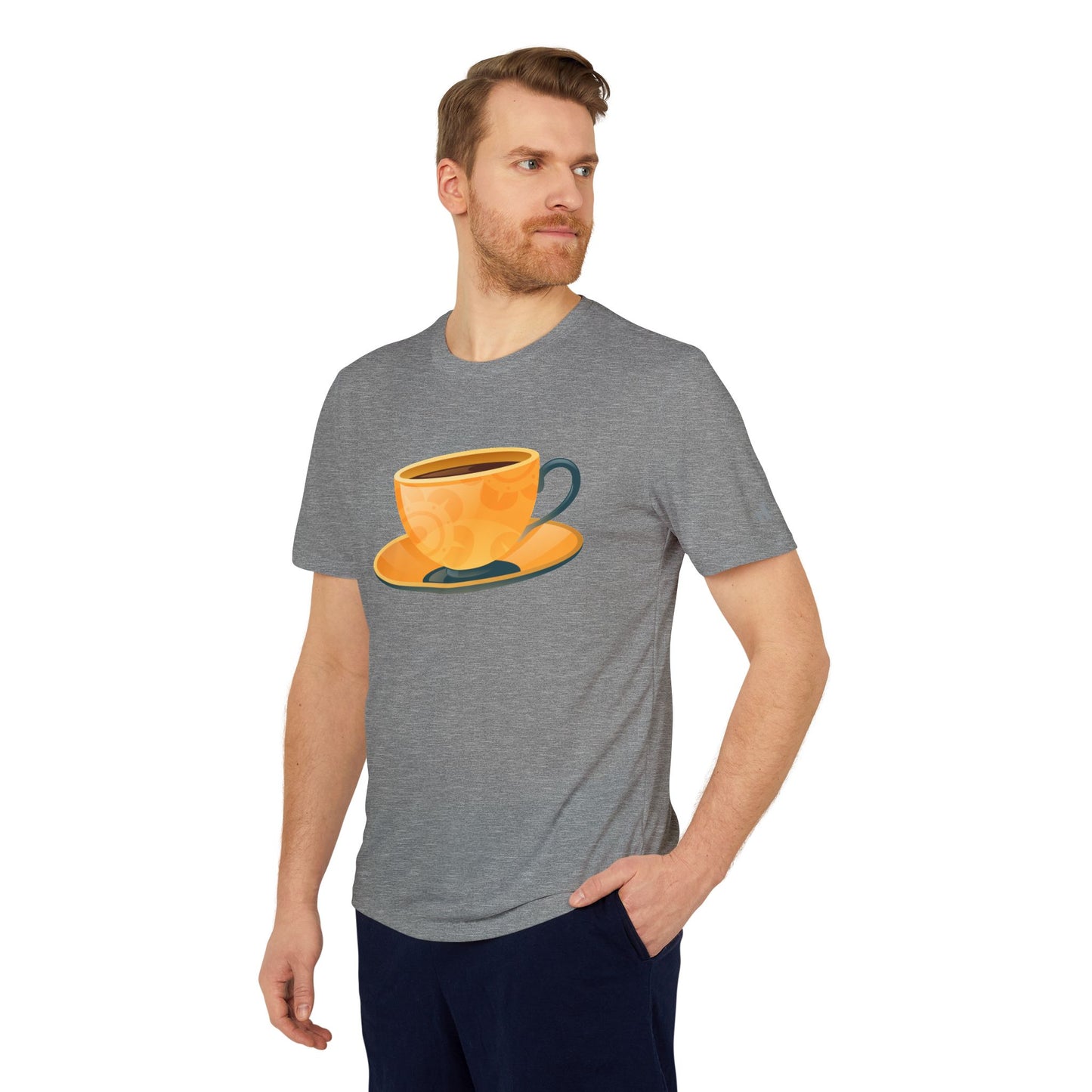 adidas Unisex Sport T-shirt - Elegant British Tea Cup - Classic Tea Time Style