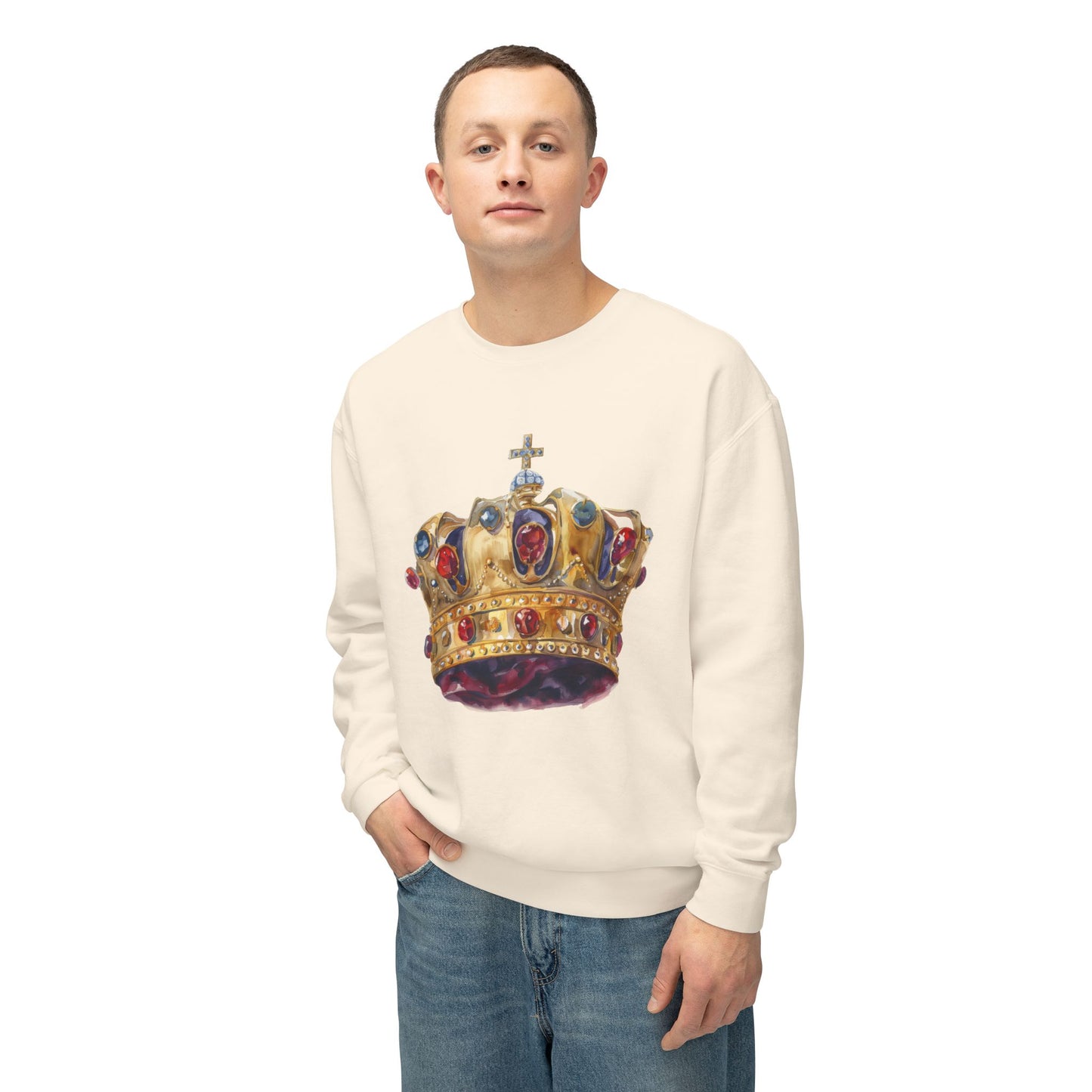 Unisex Lightweight Crewneck Sweatshirt - British Royal Crown