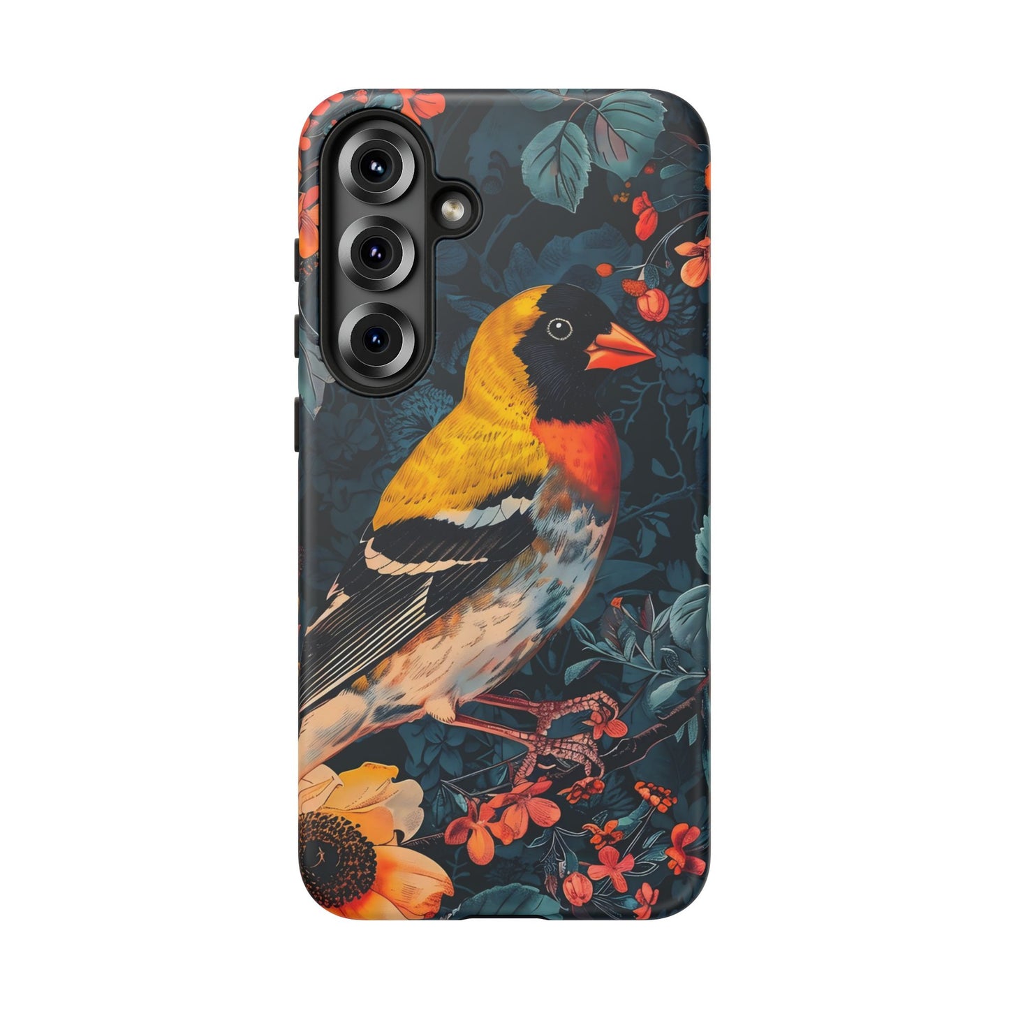 Colorful Bird Phone Case, Floral Phone Cover, Tough Phone Protector, Nature Lover Gift, Botanical Case, Unique Mobile Accessory