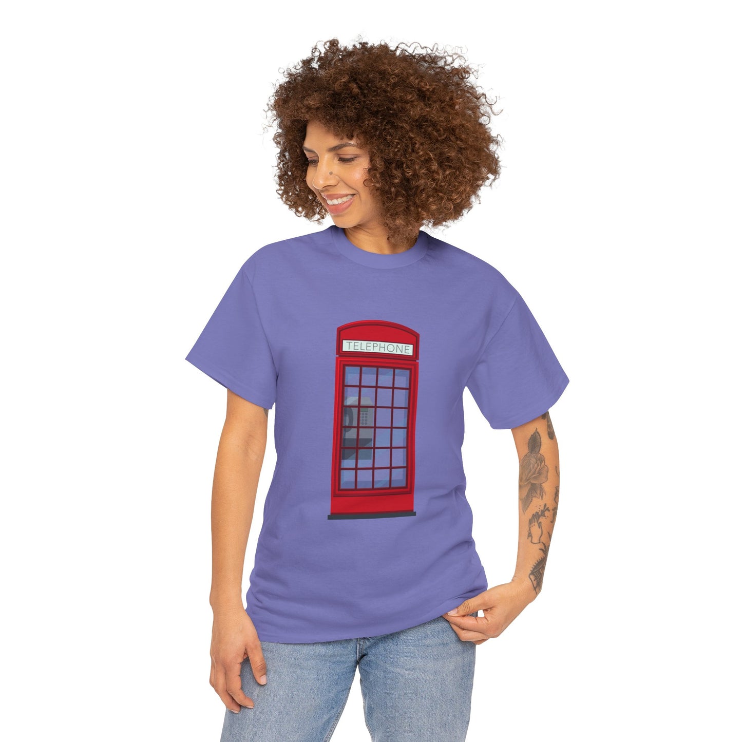 Unisex Heavy Cotton Tee - Iconic British Public Telephone