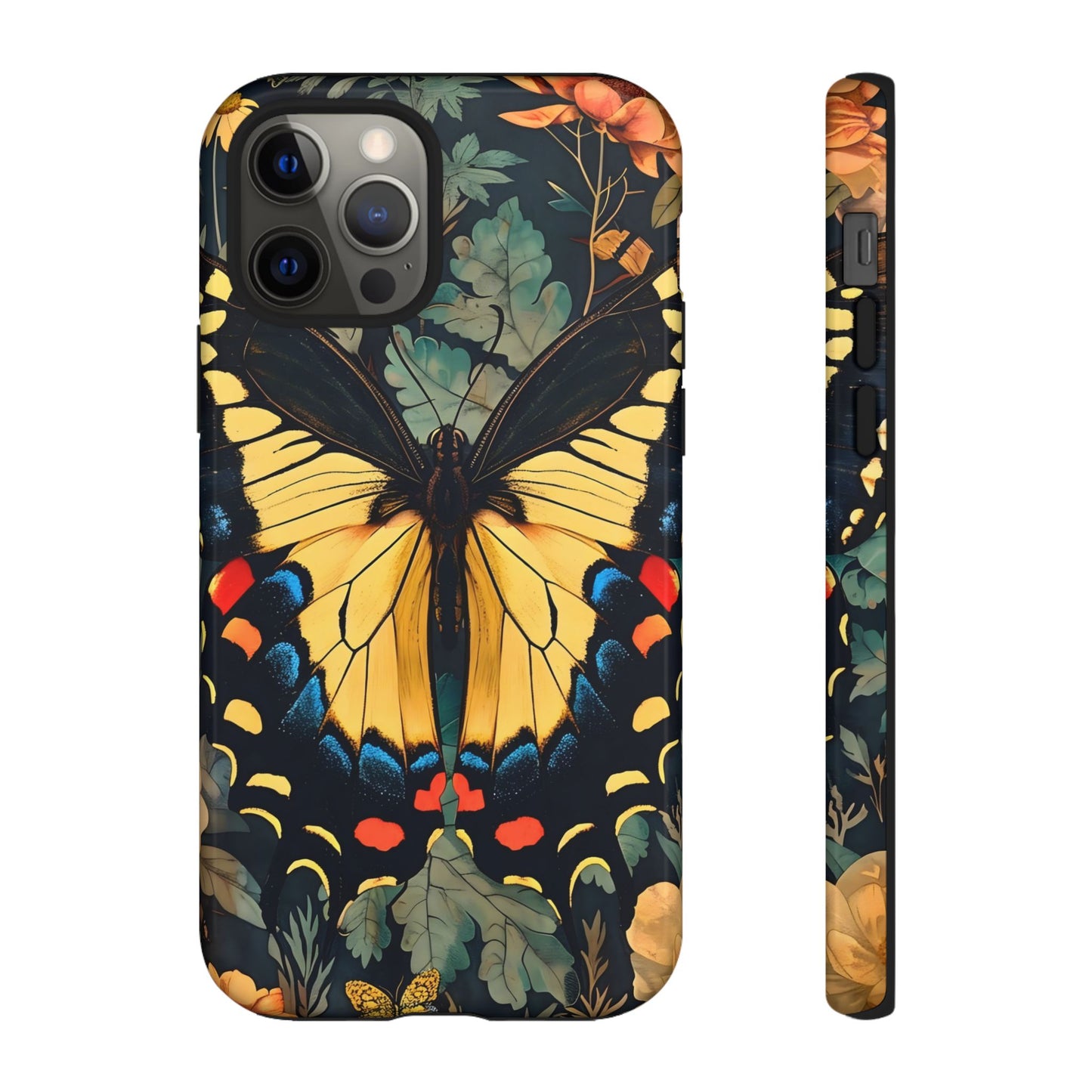 Butterfly Floral Phone Case, Art-inspire Tough Case, Gift for Nature Lovers, Butterfly Pattern Cover, Eco-Friendly Mobile Accessory