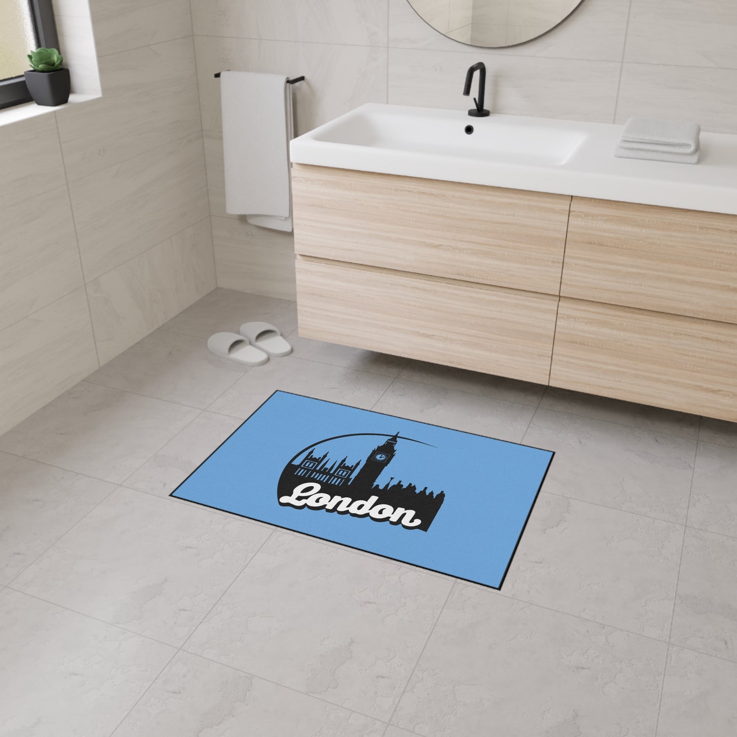 London Skyline Heavy Duty Floor Mat, Home Decor, Rug, Kitchen Mat, Entryway Welcome Mat, Gift for Travelers