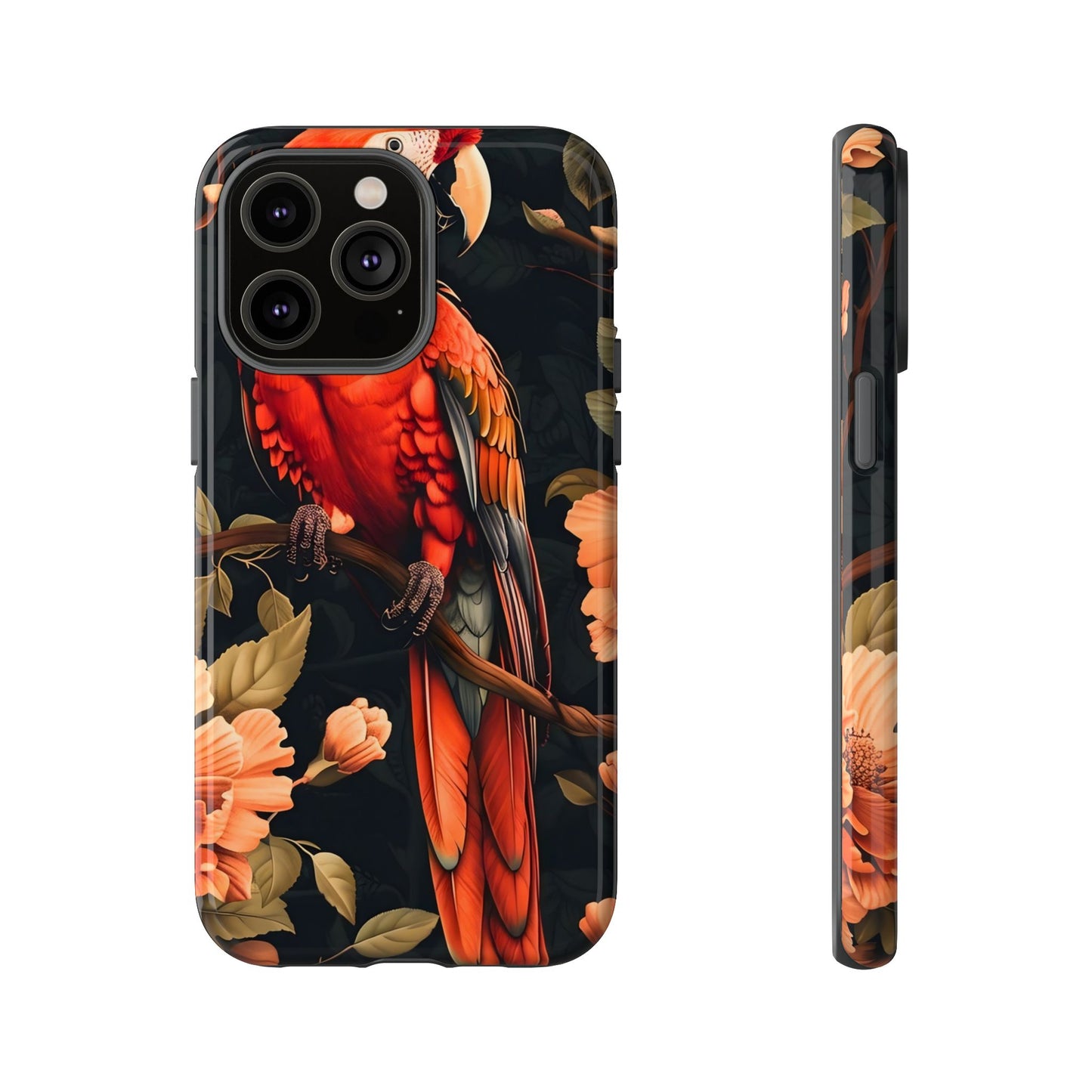Vibrant Tropical Phone Case with Parrot Design, Bird Lovers Gift, Floral Phone Cover, Nature Inspired Accessories, Tough Cases