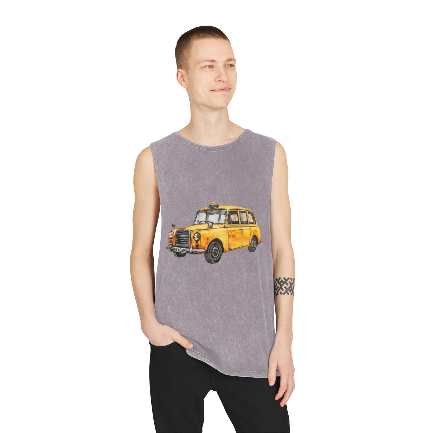 Unisex Stonewash Tank Top - British Vintage Car - Classic Elegance and Timeless Style