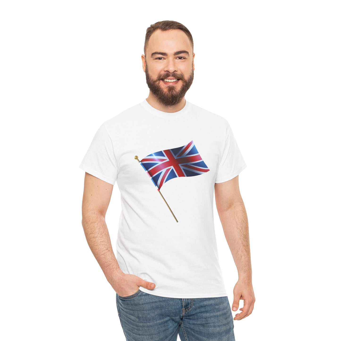 Unisex Heavy Cotton T-Shirt - Union Jack Emblematic Flag Design