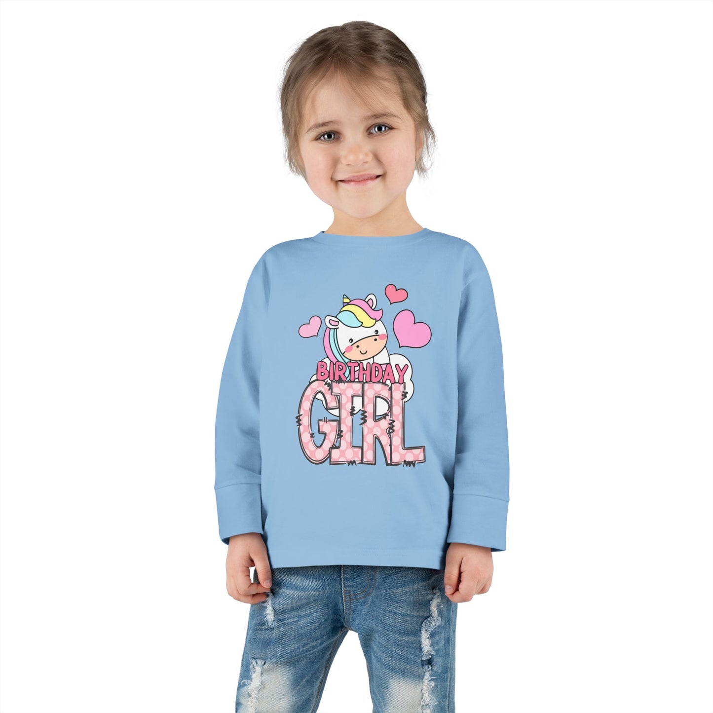 Birthday Girl Unicorn - Toddler Long Sleeve Tee