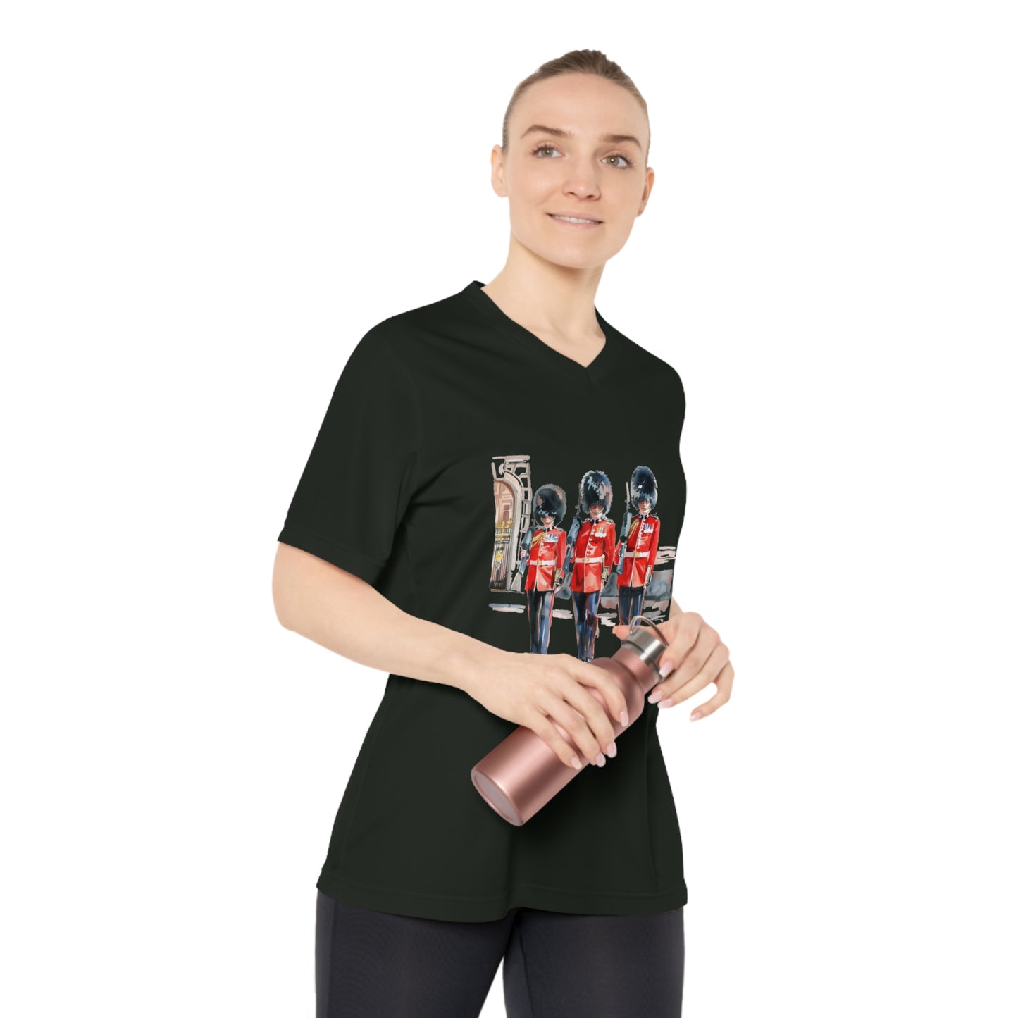 Women's Performance V-Neck T-Shirt - British Royal Guard - Iconic Symbol of Tradition and Honor