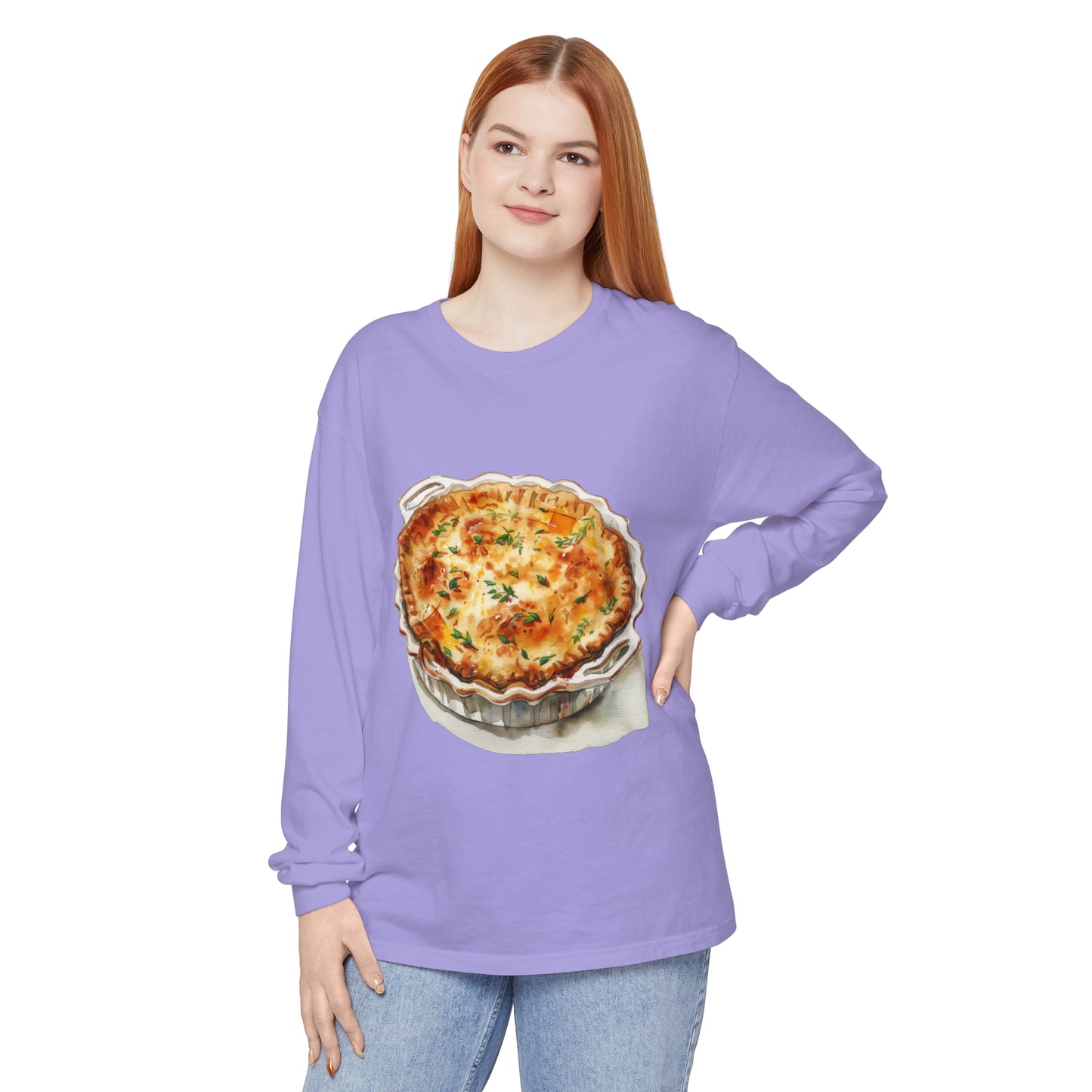 Unisex Garment-dyed Long Sleeve T-Shirt - Delicious Feast of National Favorites