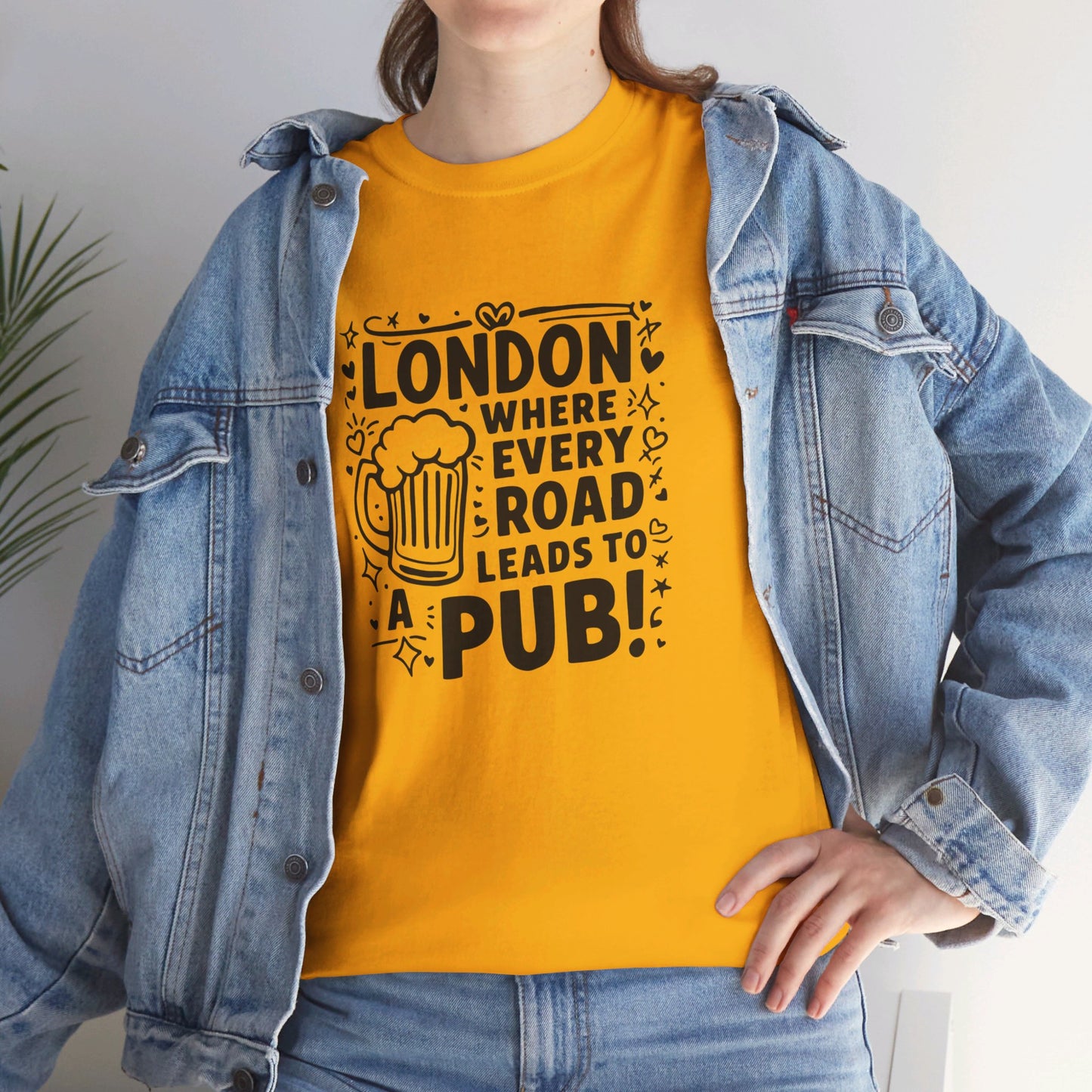London Where Every Road Leads To Pub Soft-touch Unisex Heavy Cotton Tee