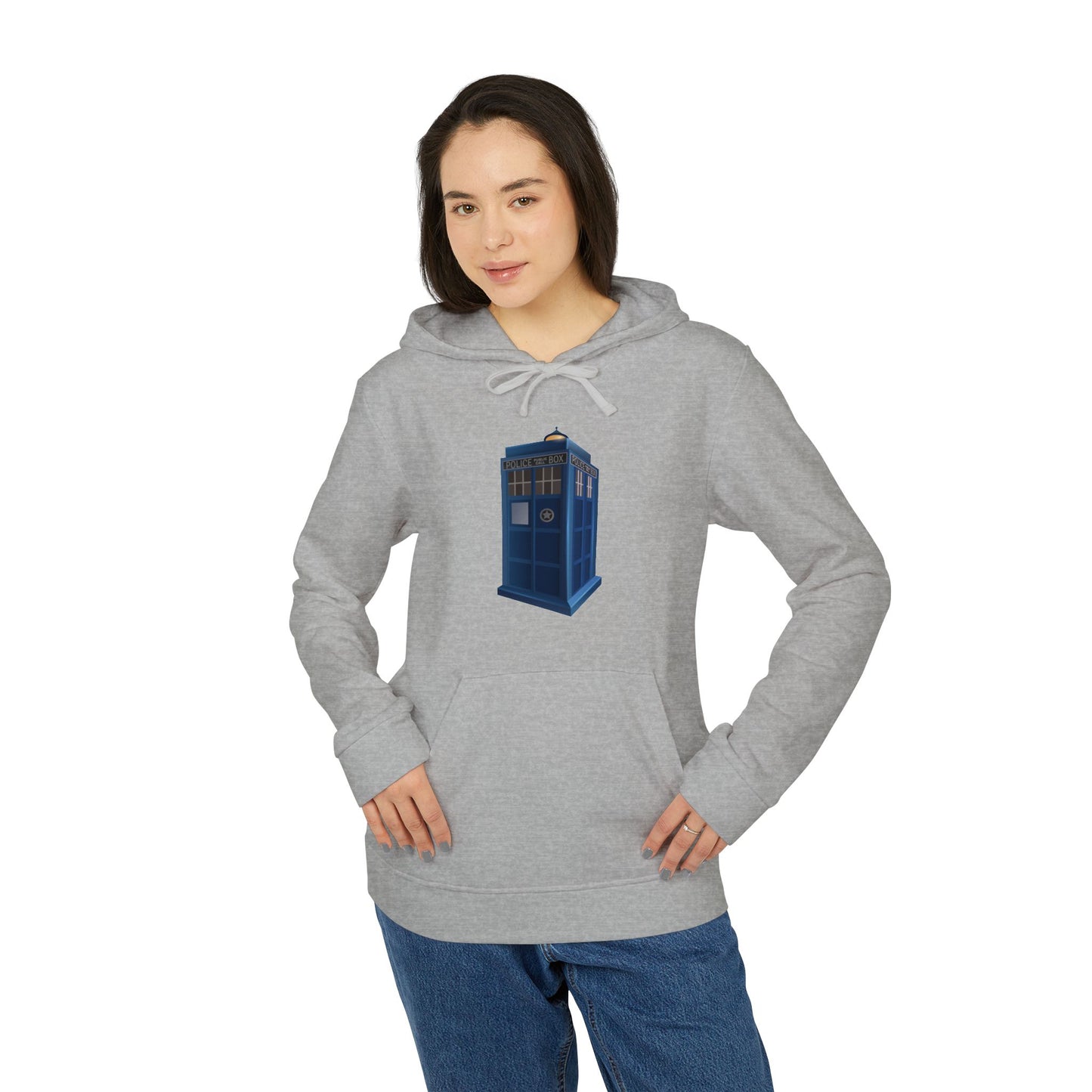adidas Unisex Fleece Hoodie - British Police Public Call Box - Iconic TARDIS Design