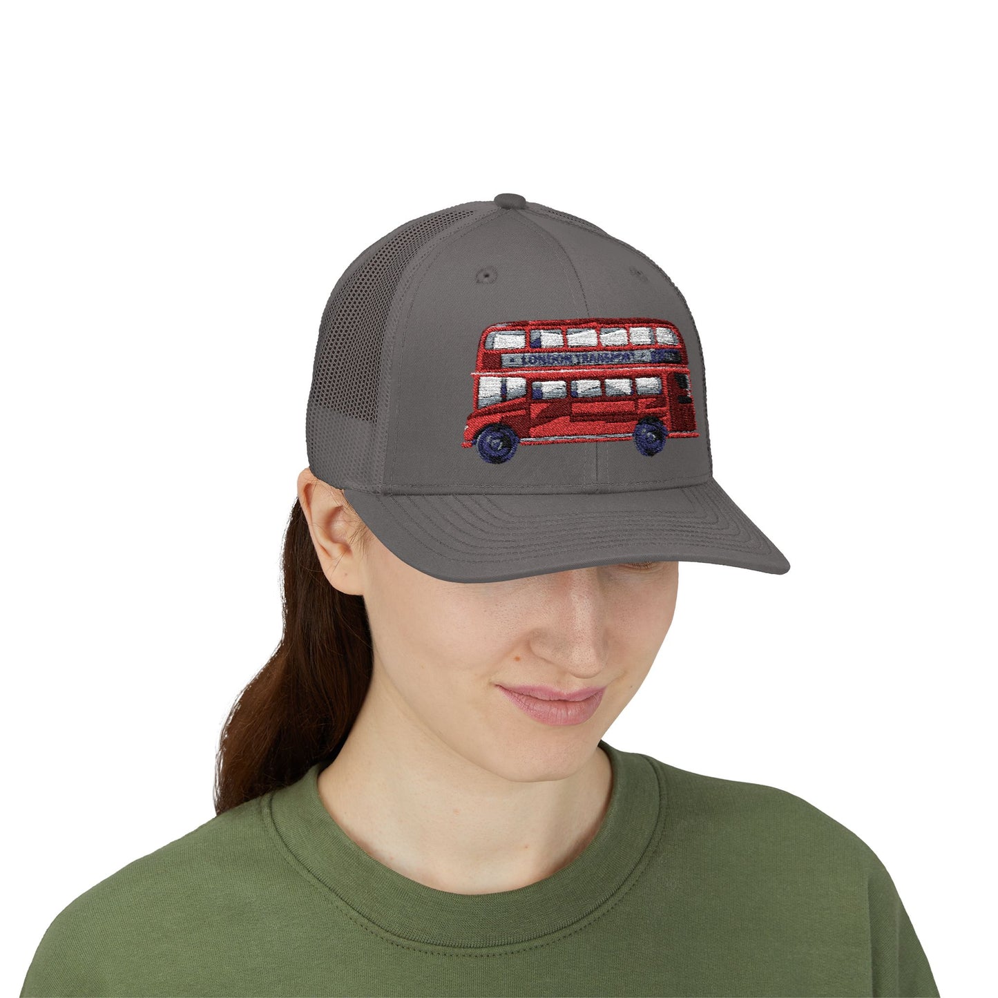 Sparkling London Bus Snapback Trucker Cap | Fitted Hat for Travel Lovers, Trendy Accessory, Gift for Him/Her, Summer Fashion