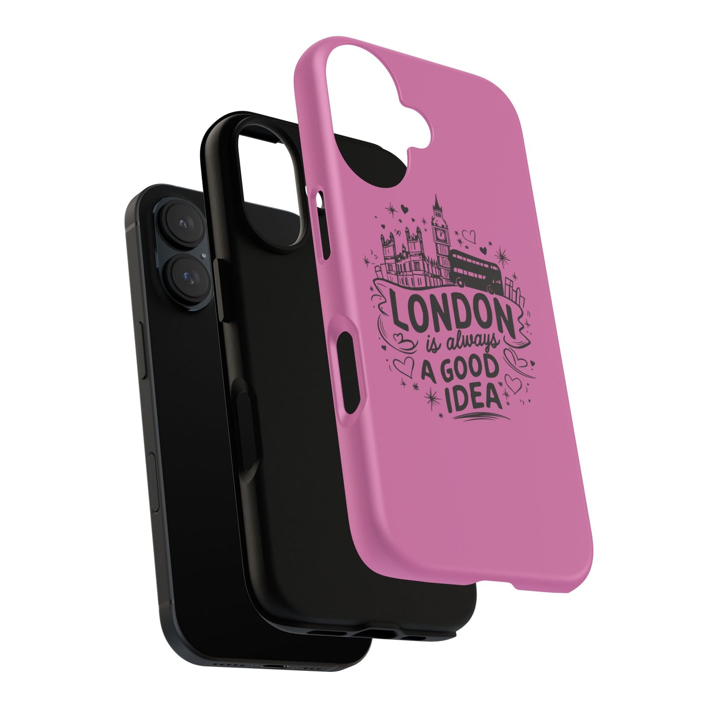 London is Always a Good Idea Phone Case, Cute iPhone Cover, London Travel Gift, Pink Protective Case, Unique Cell Phone Holder