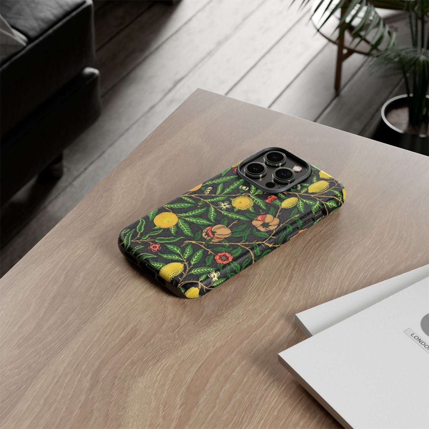 Tough Cases Phone Case, Floral Phone Cover, Tough Phone Protection, Gift for Plant Lovers, Black Background, Eco-Friendly Design