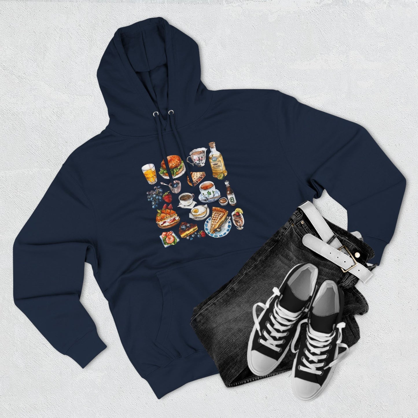 Vintage England Icons Trendy Three-Panel Fleece Hoodie