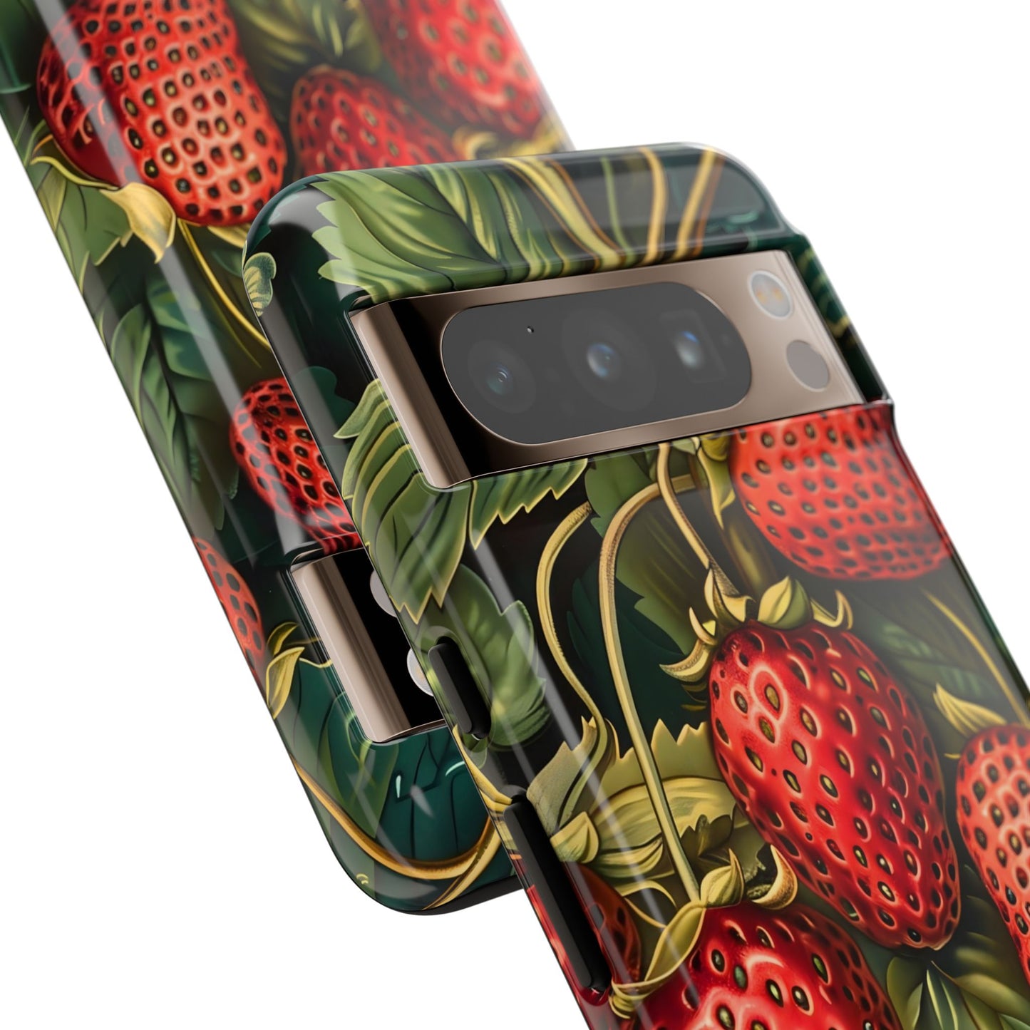 Strawberry Phone Case, Tough Berry Case, Floral Phone Cover, Cute Smartphone Shell, Nature-Inspired Gift