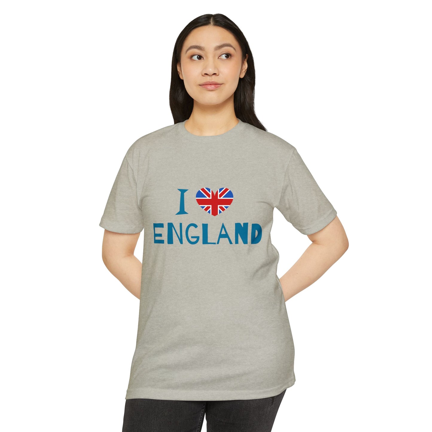 Unisex CVC Jersey T-shirt - I Love England - Union Jack Heart Design