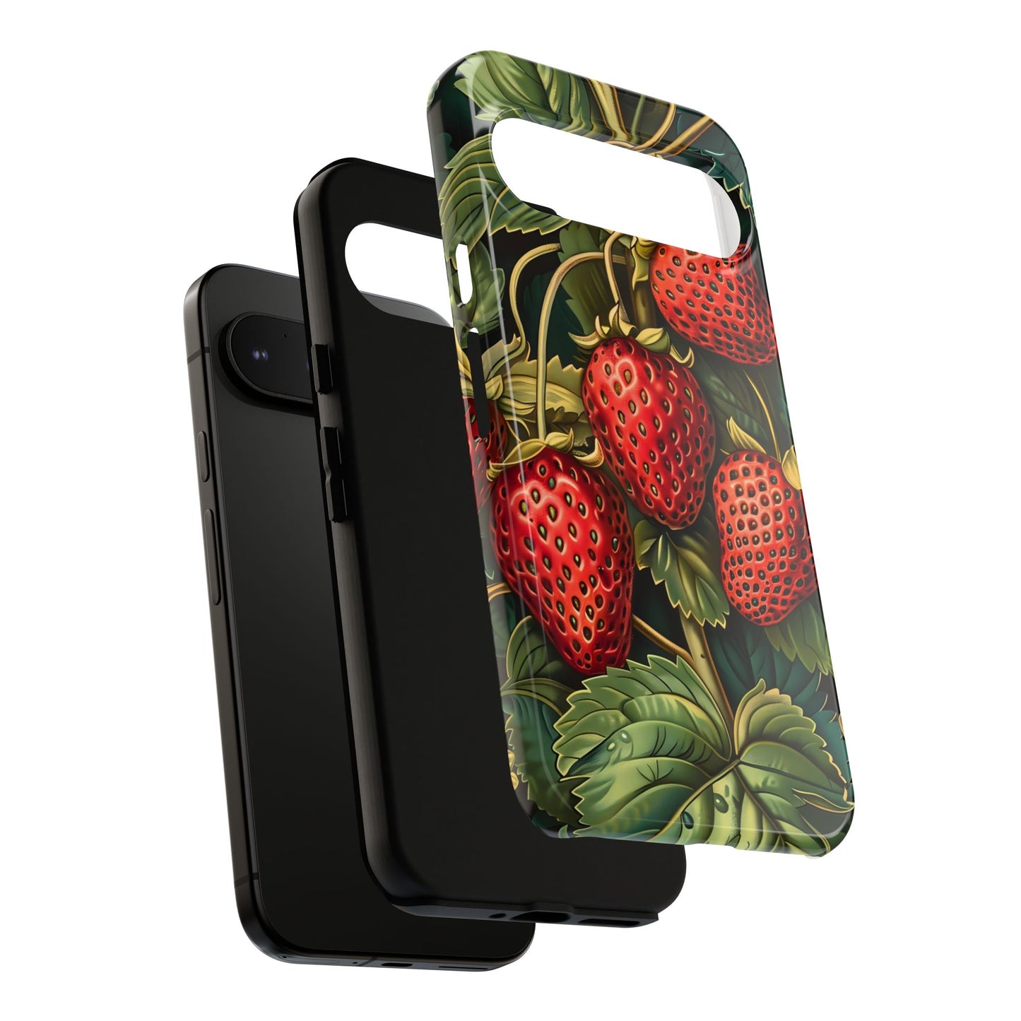 Strawberry Phone Case, Tough Berry Case, Floral Phone Cover, Cute Smartphone Shell, Nature-Inspired Gift
