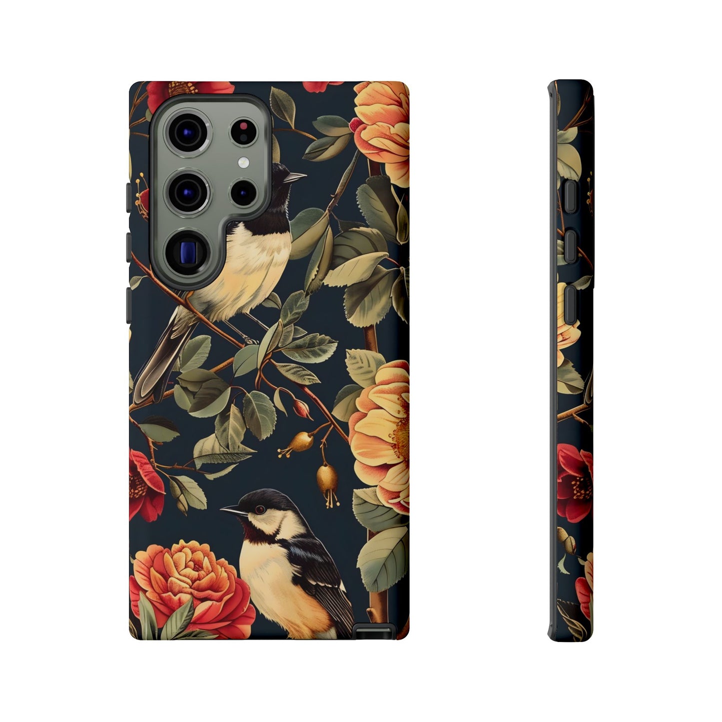 Floral Phone Case with Birds, Botanical iPhone Cover, Bird Lover Gift, Nature-Inspired Accessories, Eco-Friendly Mobile Case