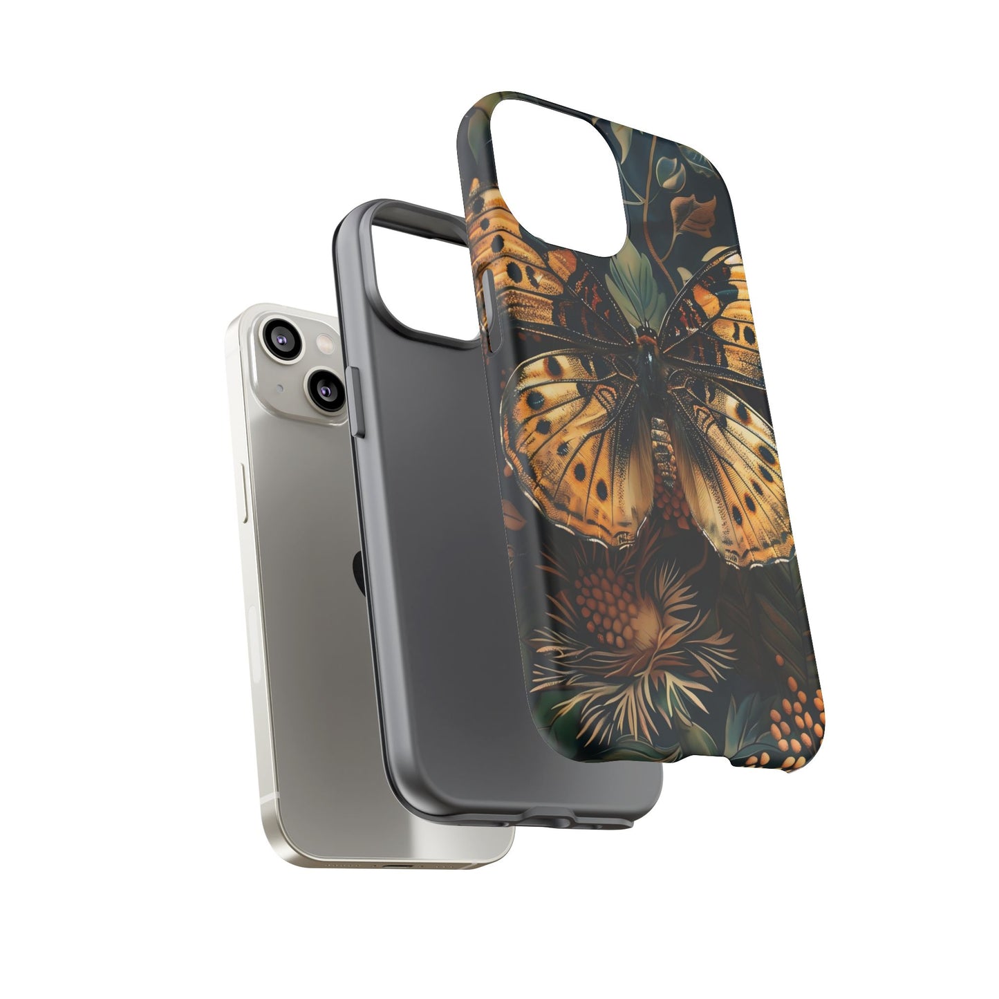 Butterfly Floral Phone Case, Tough Cases, Protective Cover, Unique Gift, Nature Lover, Art Print, Spring Decor