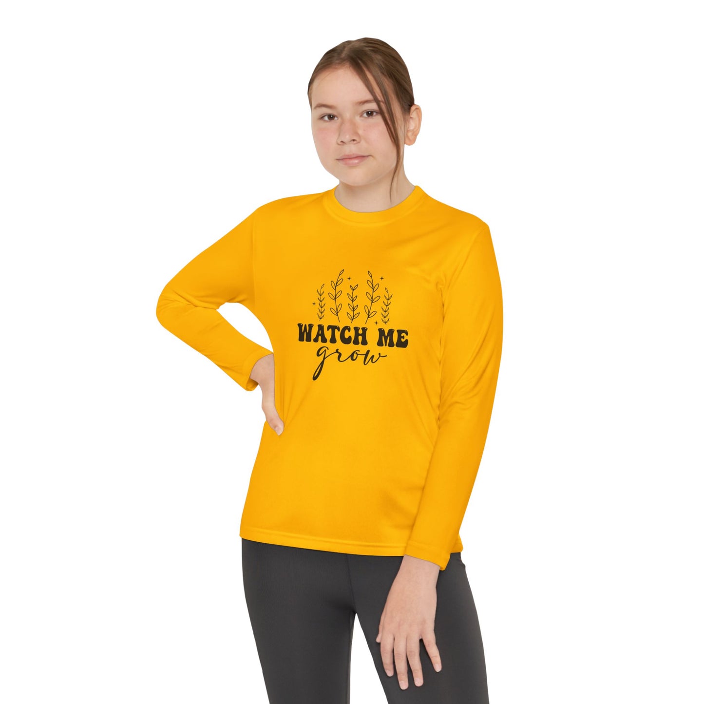 Youth Long Sleeve Tee - Watch Me Grow SVG PNG Design - Perfect for Growth Mindset & Nature Lovers