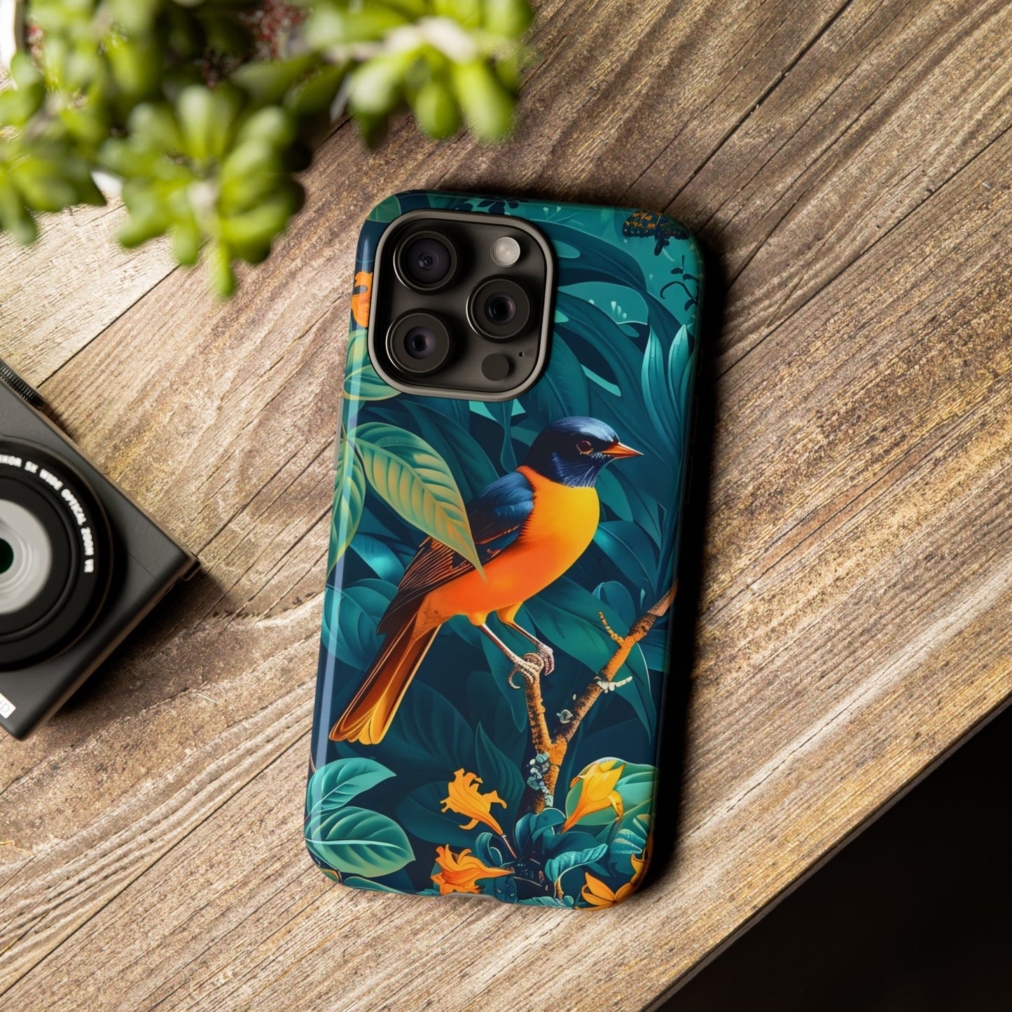 Tough Cases: Vibrant Bird Phone Case, Nature Lover Gift, Eco-Friendly Cover, Floral Design, Spring Decor