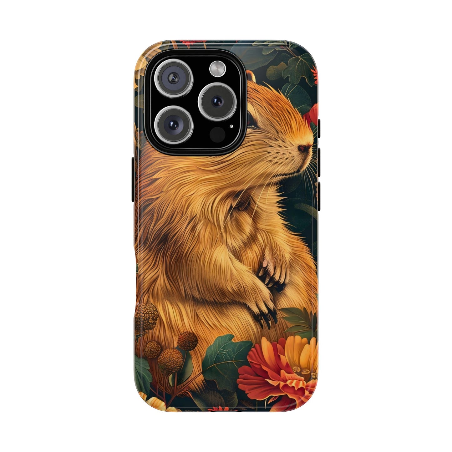 Cute Animal Phone Case, Floral Design Tough Cases for Nature Lovers, Gifts for Her, Customizable Mobile Accessory, Pet Lover Phone Cover