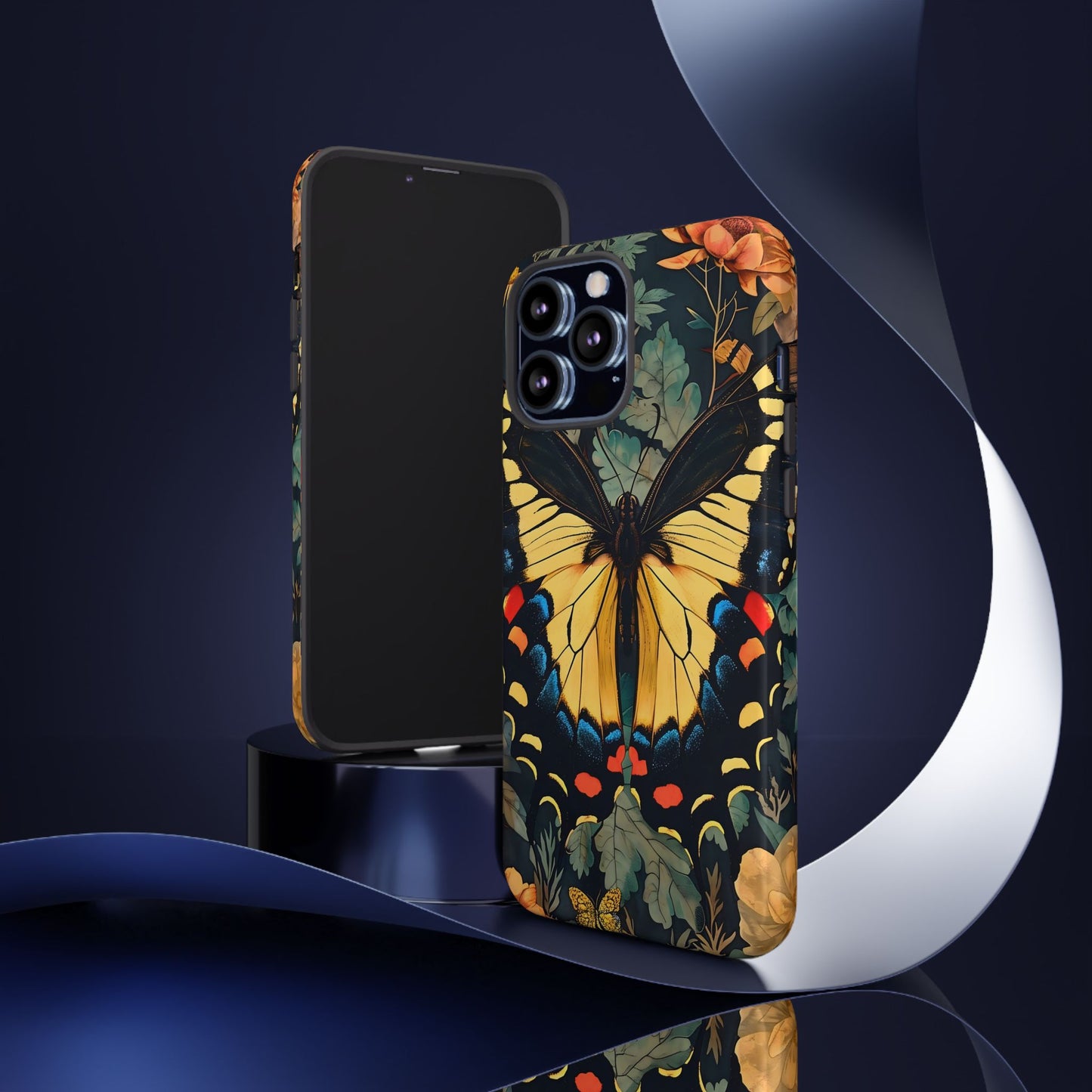 Butterfly Floral Phone Case, Art-inspire Tough Case, Gift for Nature Lovers, Butterfly Pattern Cover, Eco-Friendly Mobile Accessory