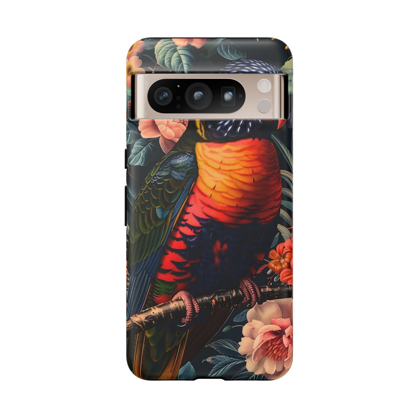 Tropical Parrot Phone Case, Floral Print Protector, Gift for Nature Lovers, Stylish Accessory for Summer, Unique Smartphone Cover