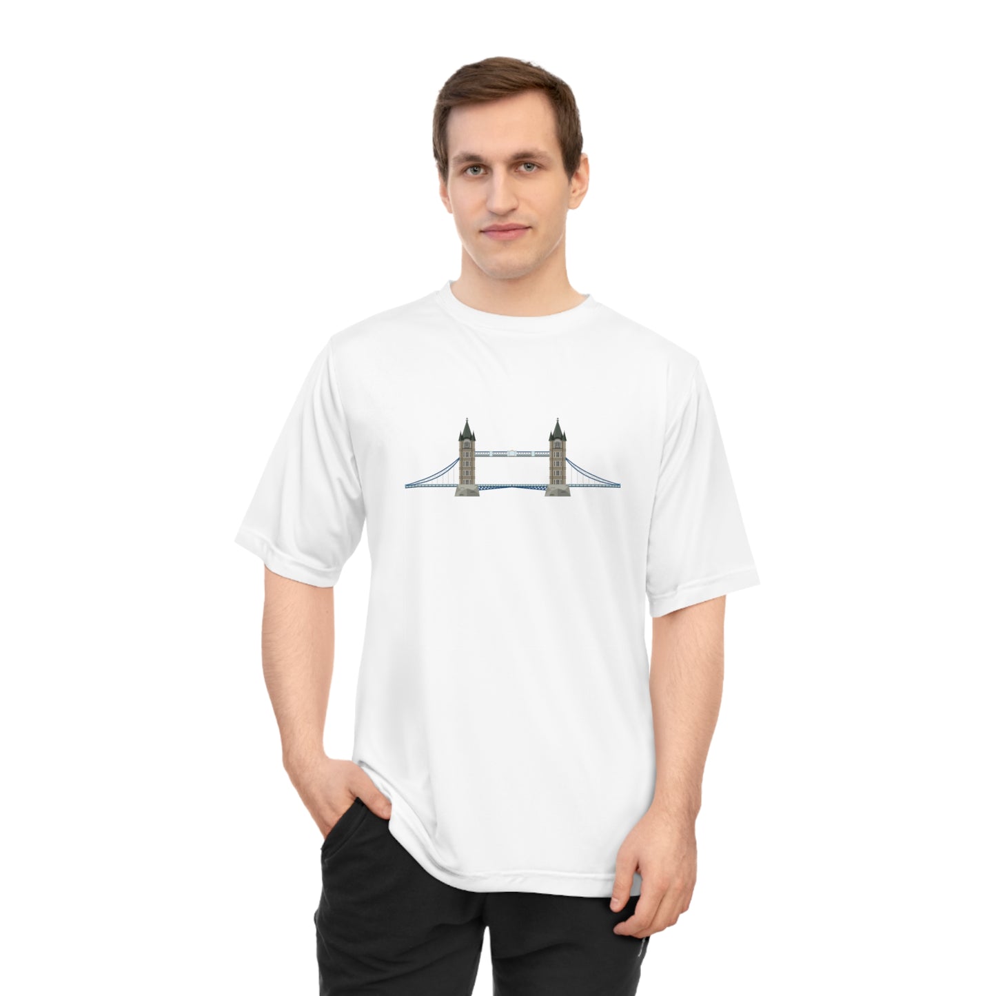 Unisex Zone Performance T-shirt - London Bridge - Iconic Landmark and Historical Beauty