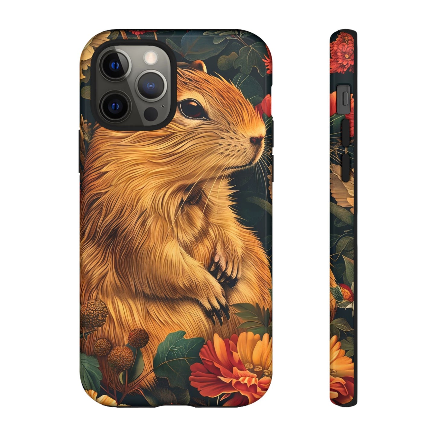 Cute Animal Phone Case, Floral Design Tough Cases for Nature Lovers, Gifts for Her, Customizable Mobile Accessory, Pet Lover Phone Cover