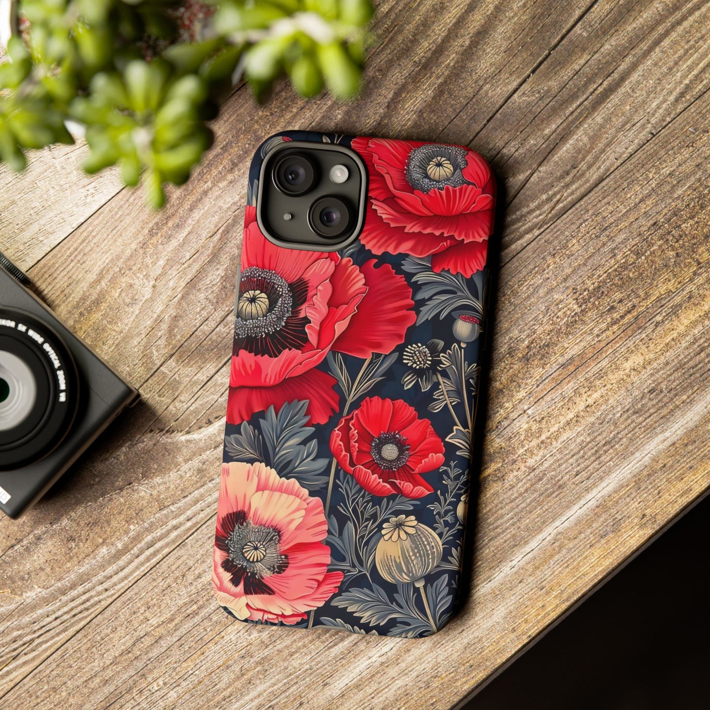 Floral Phone Case with Artistic Poppies, Tough Cases, Flower Design, Nature Lover Gift, Customizable Mobile Cover, Stylish Phone Accessories