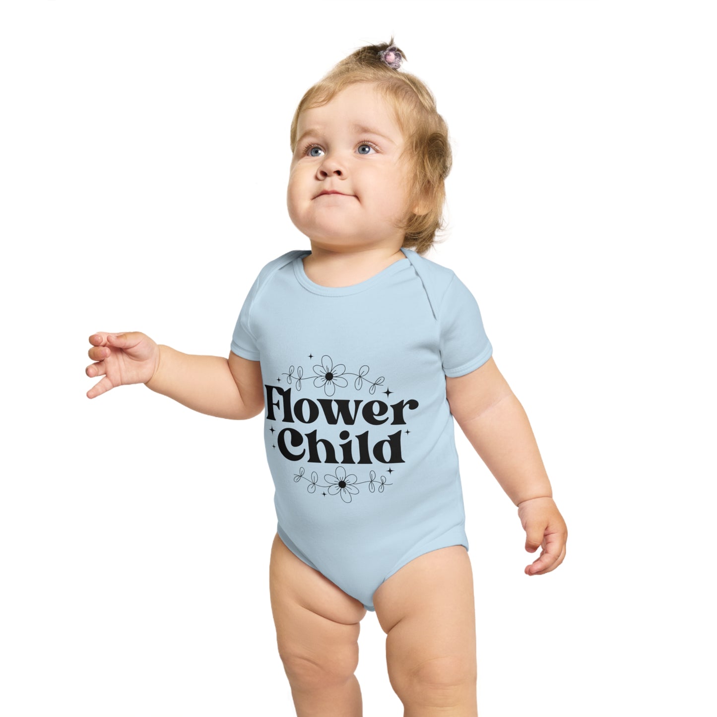 Flower Child Short Sleeve Baby Bodysuit - Perfect for Newborns and Infants