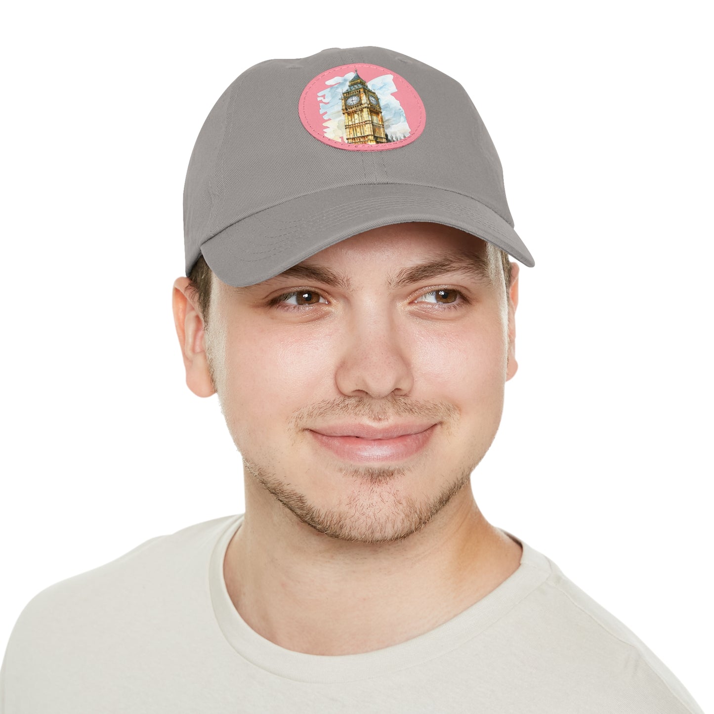 Watercolor Big Ben Dad Hat with Leather Patch, Casual Summer Hat, Gift for Dad, Travel Accessory, Birthday Gift, Outdoor Event Cap