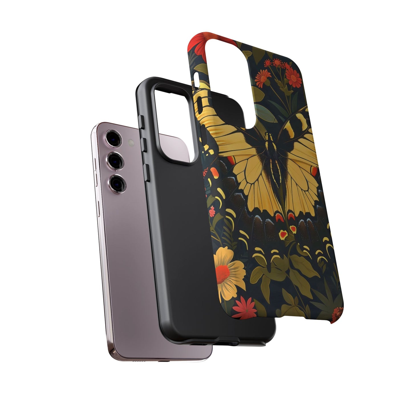 Butterfly Floral Phone Case, Tough Cases with Vibrant Design, Protective Cover for Nature Lovers, Gift for Her