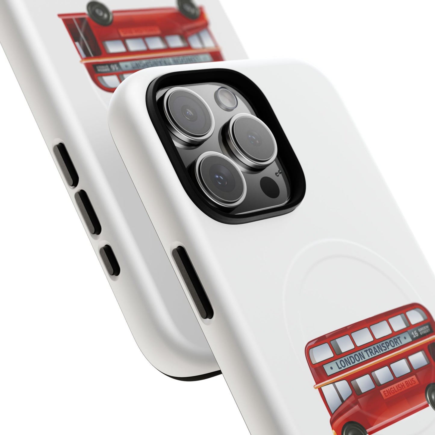 London Bus Tough Magnetic Case, iPhone Protector, Unique Phone Cover, Gifts for Travelers, Durable Mobile Case