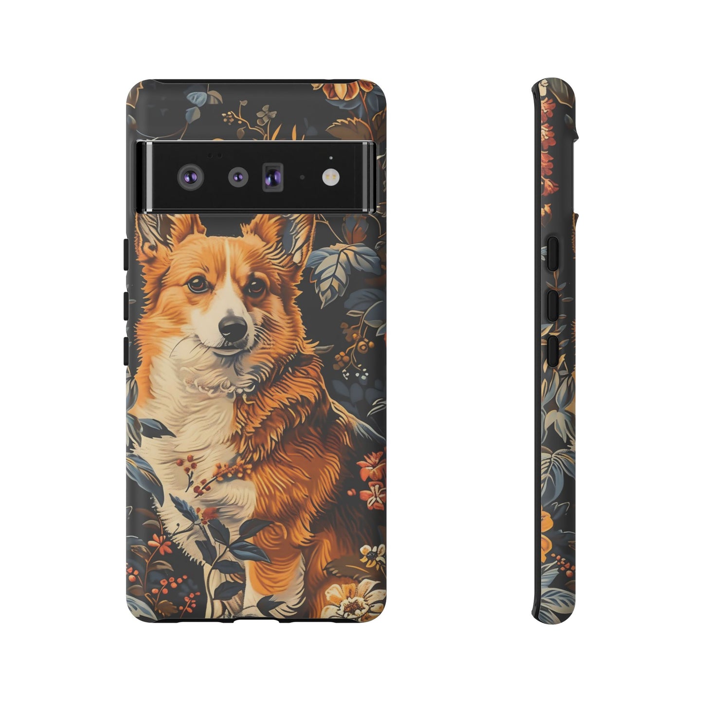 Corgi Floral Phone Case - Tough Cases for Dog Lovers, Cute Pet Accessories, Gift for Dog Owners, Floral Design, Personalized Tech Cover