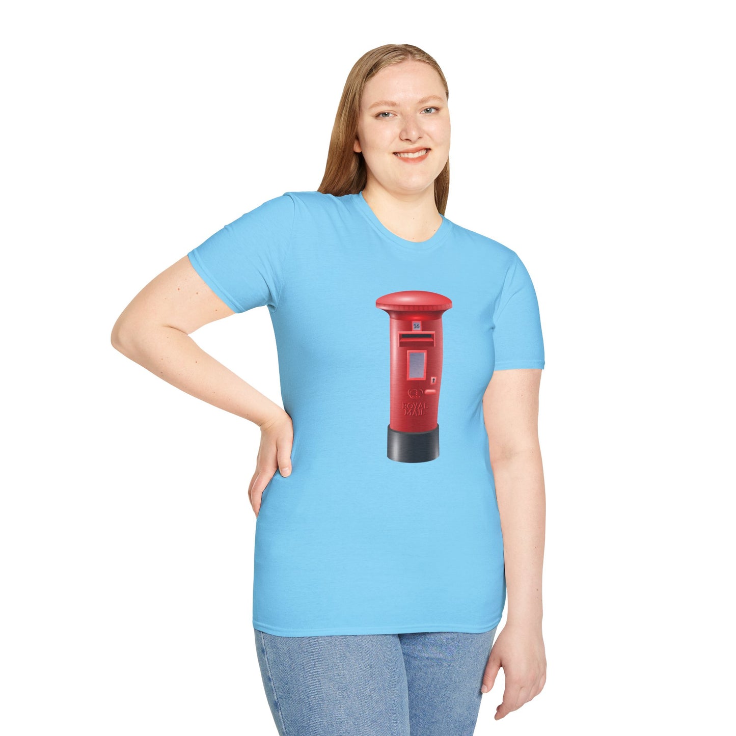 Unisex Softstyle T-Shirt - Classic UK Royal Mailbox Design - British Postbox Icon