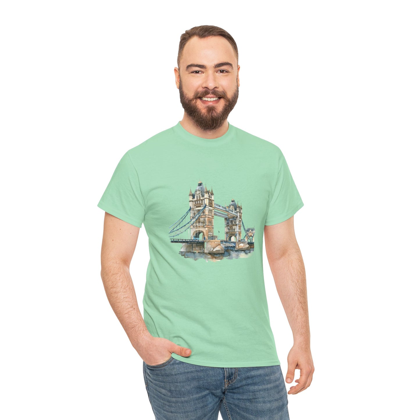 Unisex Heavy Cotton T-Shirt - London Bridge - A British Landmark