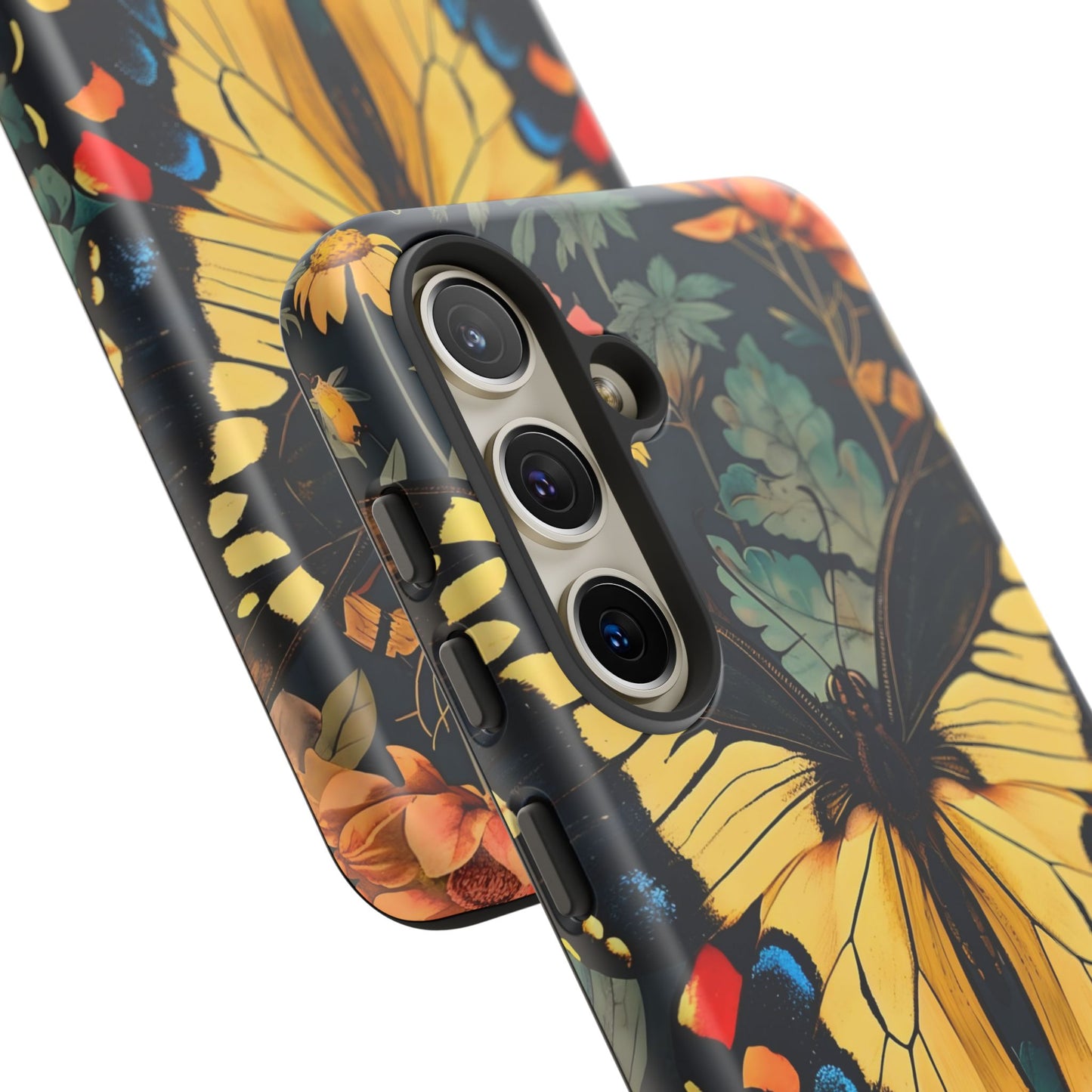 Butterfly Floral Phone Case, Art-inspire Tough Case, Gift for Nature Lovers, Butterfly Pattern Cover, Eco-Friendly Mobile Accessory
