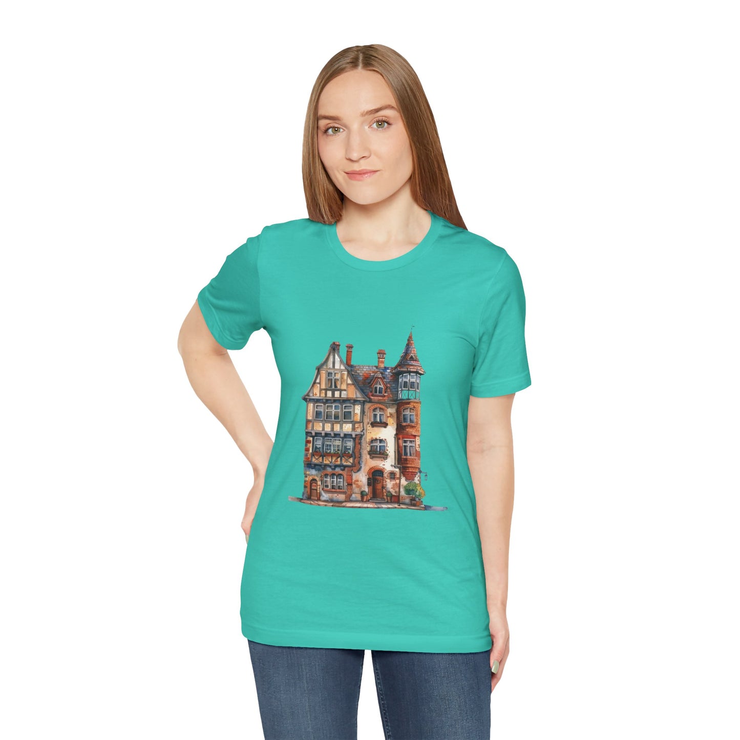 Unisex Jersey Short Sleeve Tee - Countryside Charm - The Classic British Village House