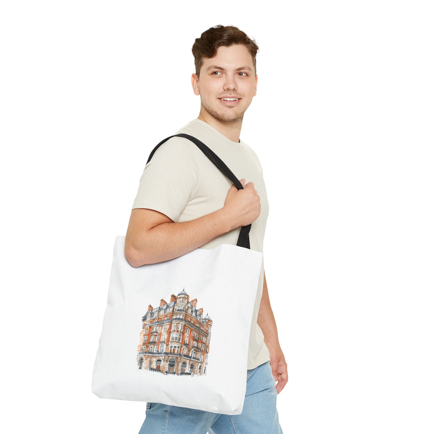 Charming Cityscape Tote Bag, Artistic Grocery Bag, Stylish Handbag, Unique Gift for Travelers, Modern Urban Design