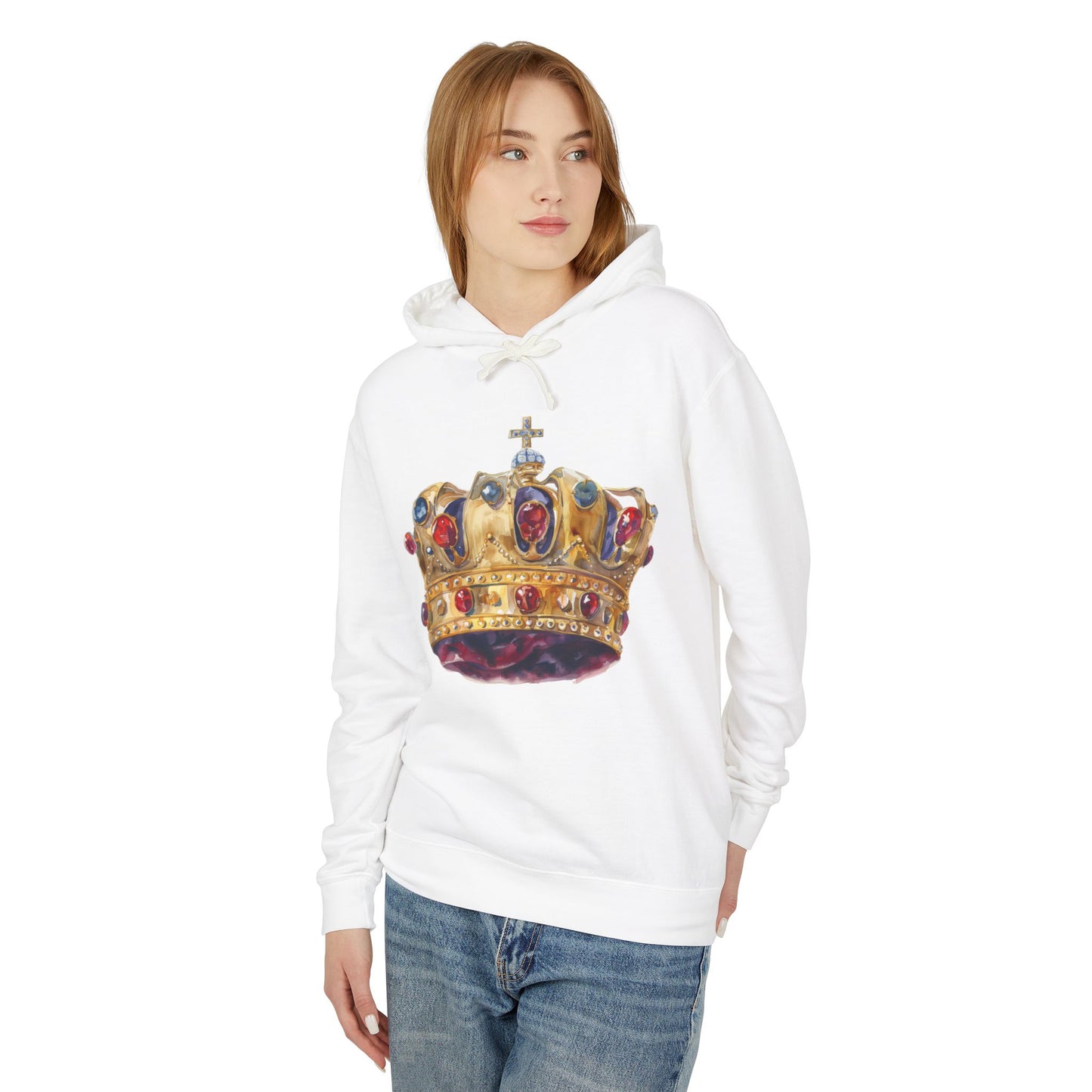 Unisex Lightweight Hooded Sweatshirt - British Royal Crown Design - Iconic Symbol of Monarchy